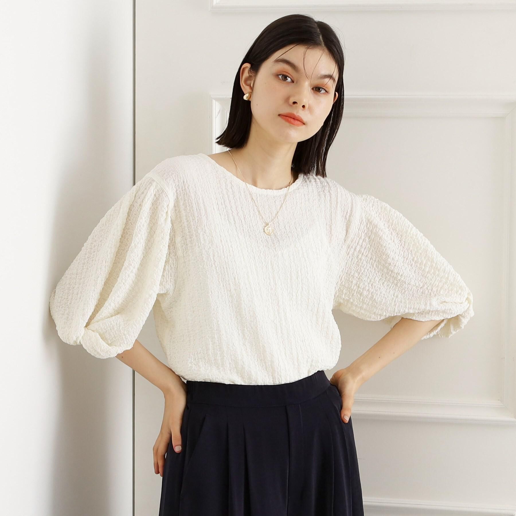 THE SHOP TK「ポコポコ袖タックプルオーバー　体型カバー/洗濯機OK」|Tシャツ・カットソー|