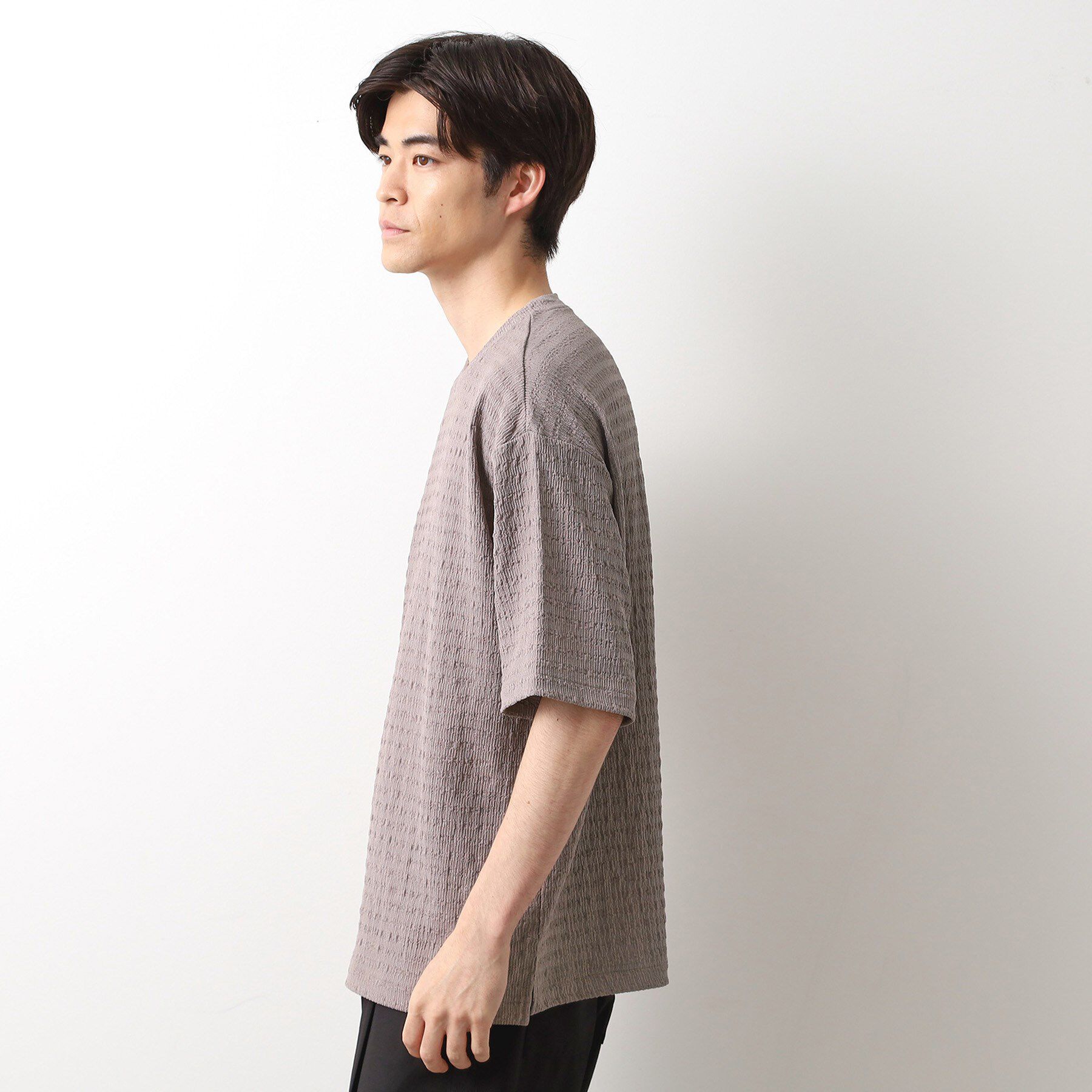 THE SHOP TK「楊柳ボーダー半袖Tシャツ【洗濯機OK】」|Tシャツ・カットソー|