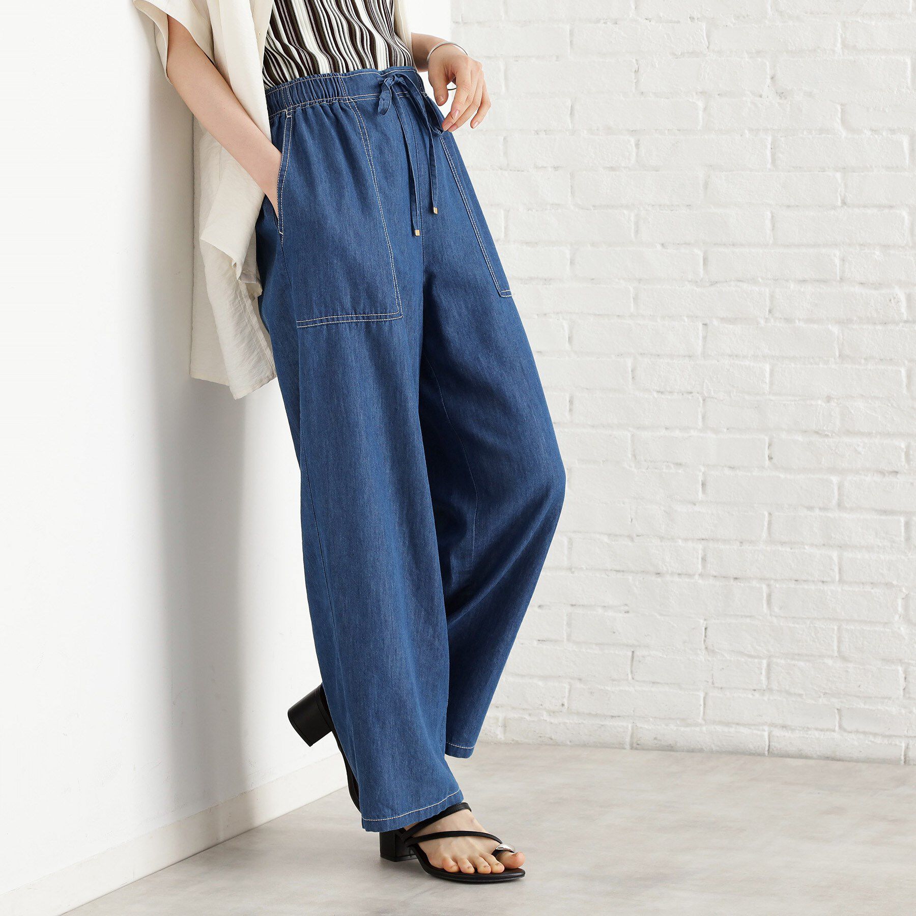 THE SHOP TK「デニムイージーワイドパンツ【洗える】」|その他|