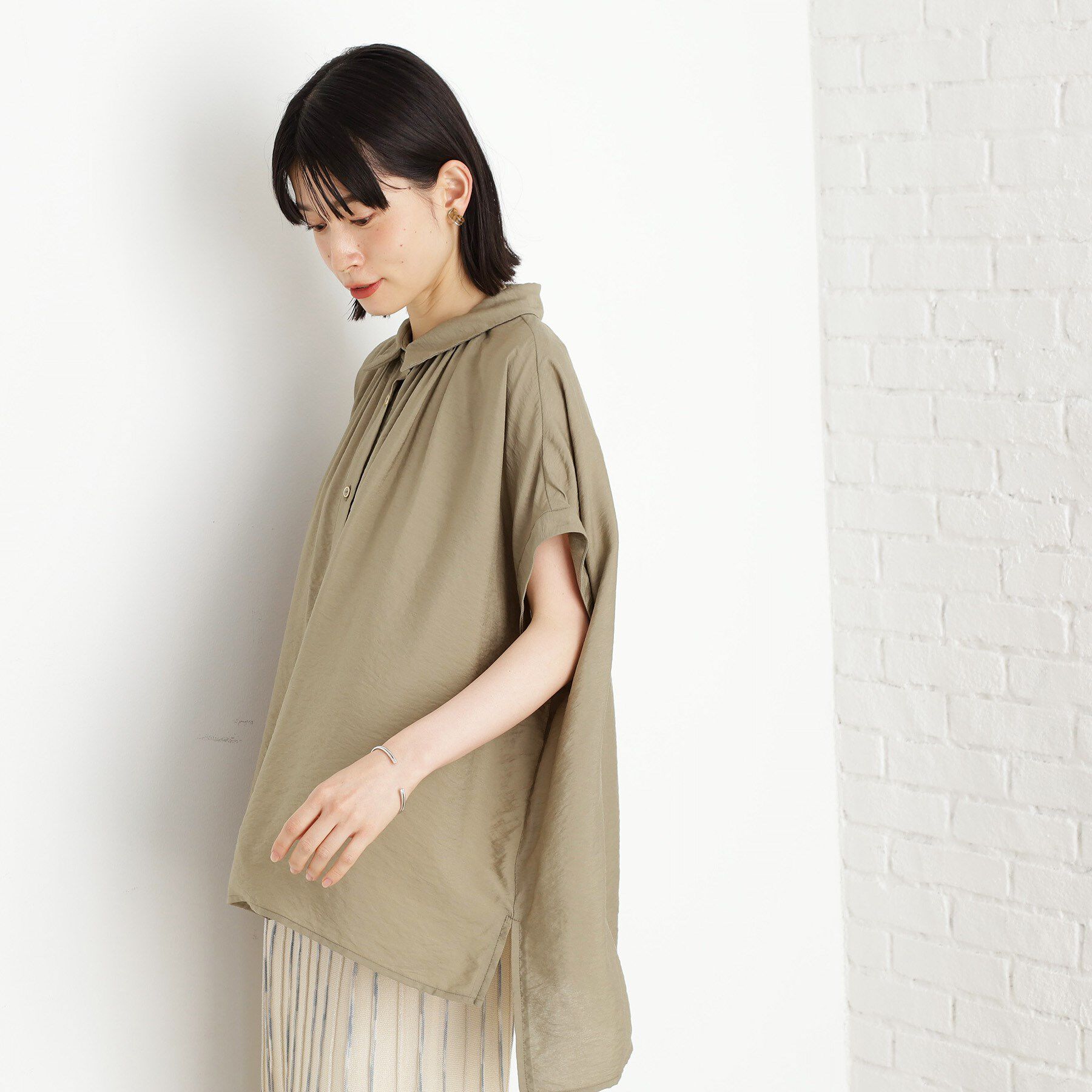 THE SHOP TK「ギャザーボリュームシャツ【洗濯機OK】」|シャツ・ブラウス|