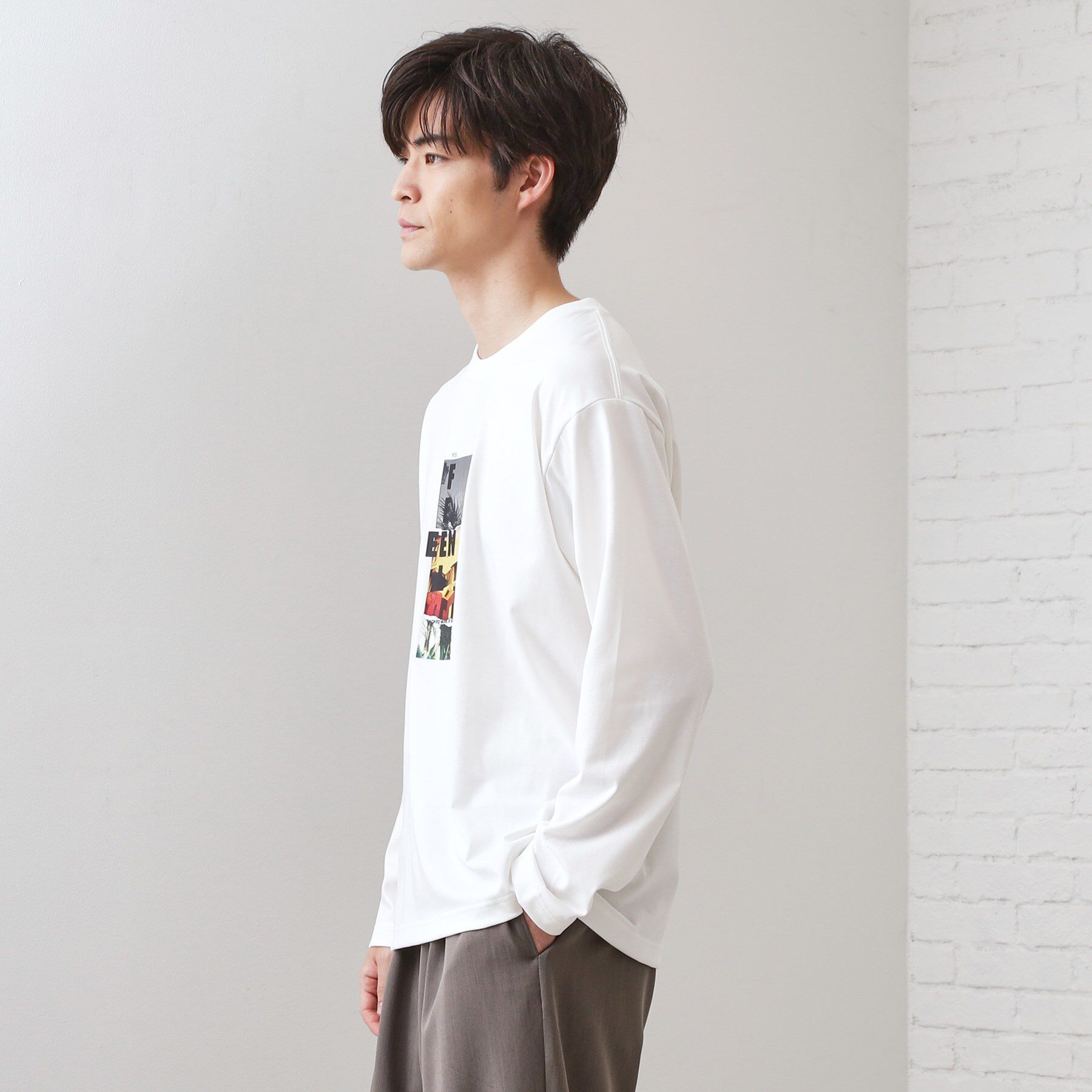 THE SHOP TK「フォトグラフプリント長袖Tシャツ【洗濯機OK】」|Tシャツ・カットソー|