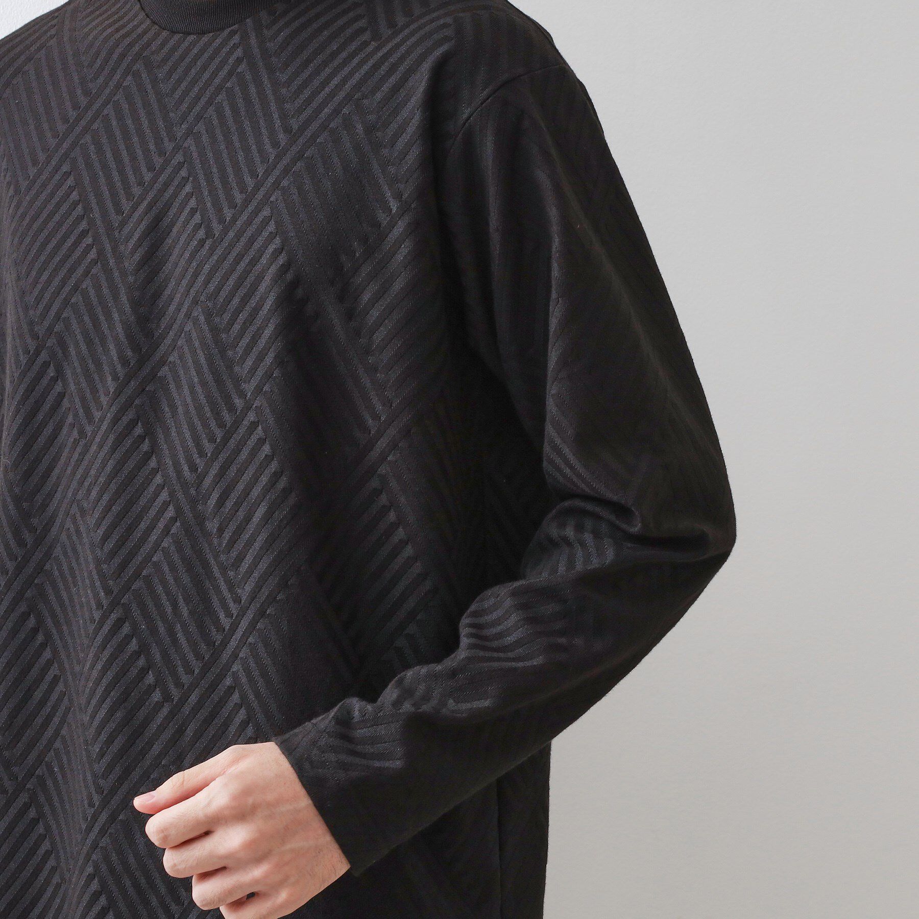 THE SHOP TK「リンクスジャカード長袖Tシャツ【サスティナブル素材使用/洗濯機OK】」|Tシャツ・カットソー|