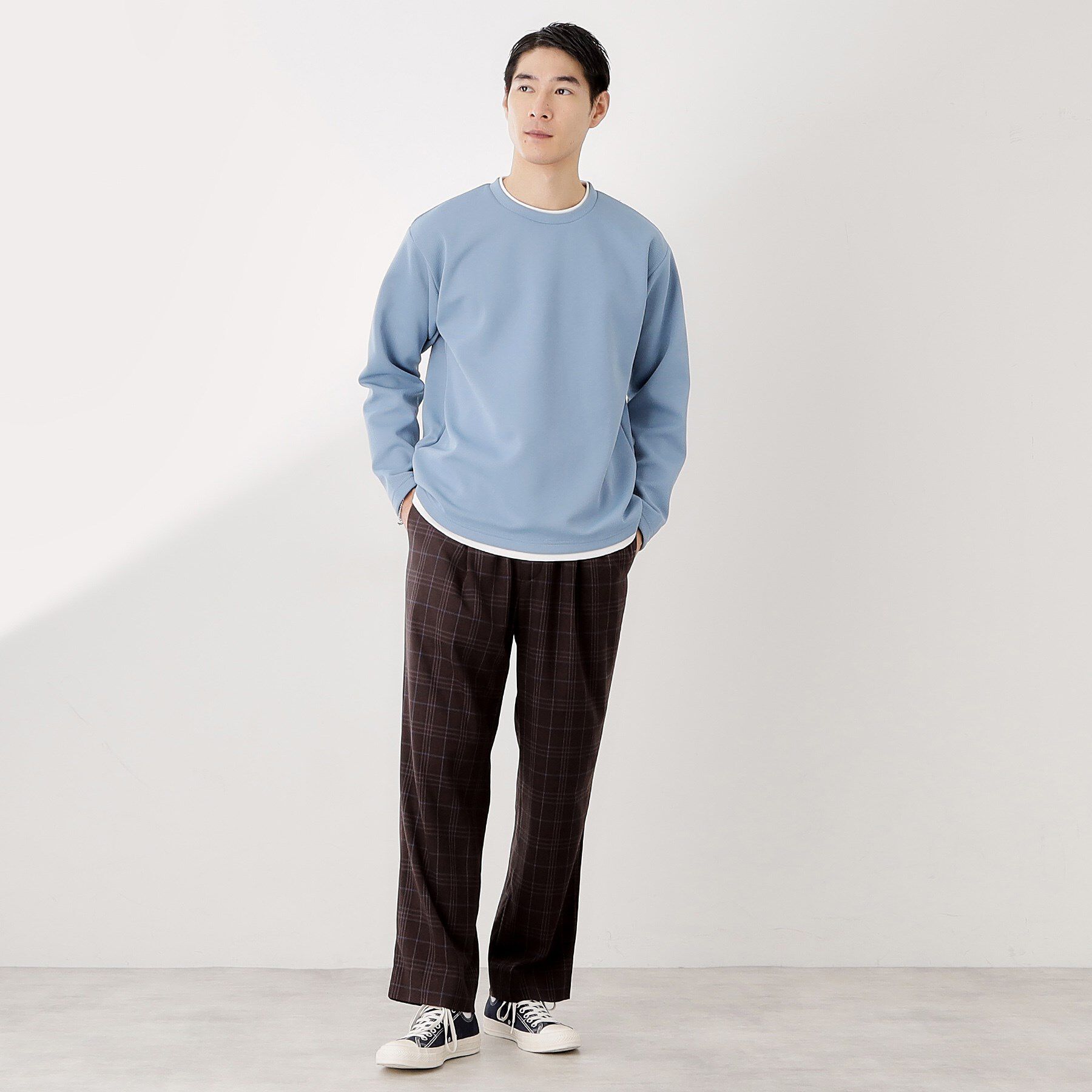 THE SHOP TK「【ラクして決まる！】レイヤード風長袖Tシャツ 洗濯機OK」|Tシャツ・カットソー|