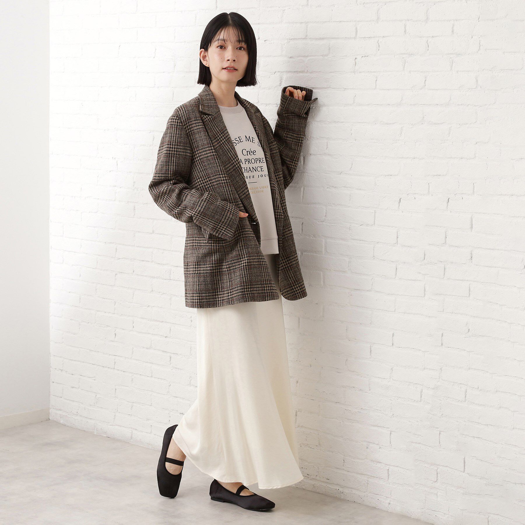 THE SHOP TK「【洗えるアウター】ヘリンボーン＆チェック柄ジャケット」|テーラードジャケット|