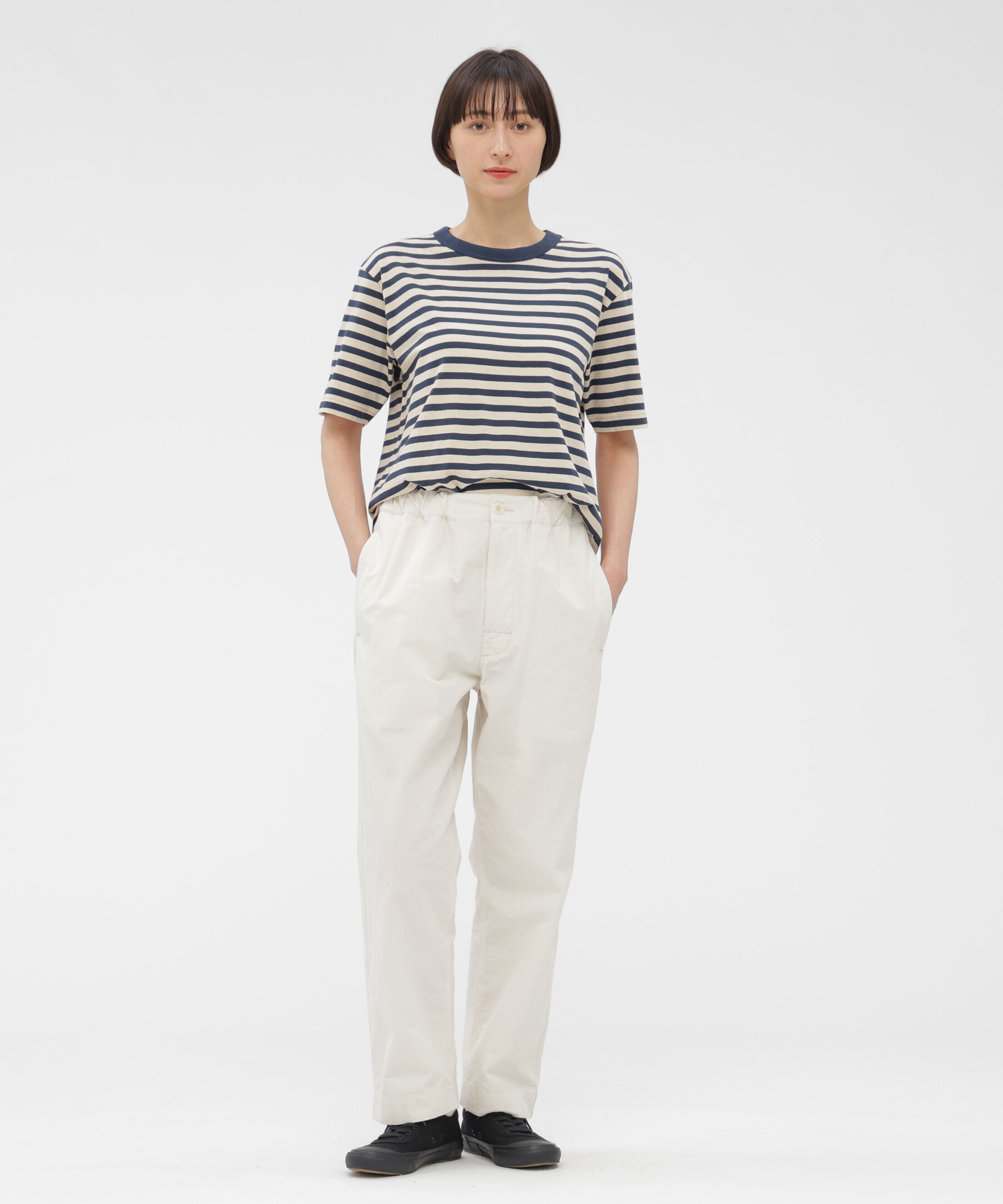 MHL.「COTTON LINEN STRIPE JERSEY TOP」|Tシャツ・カットソー|