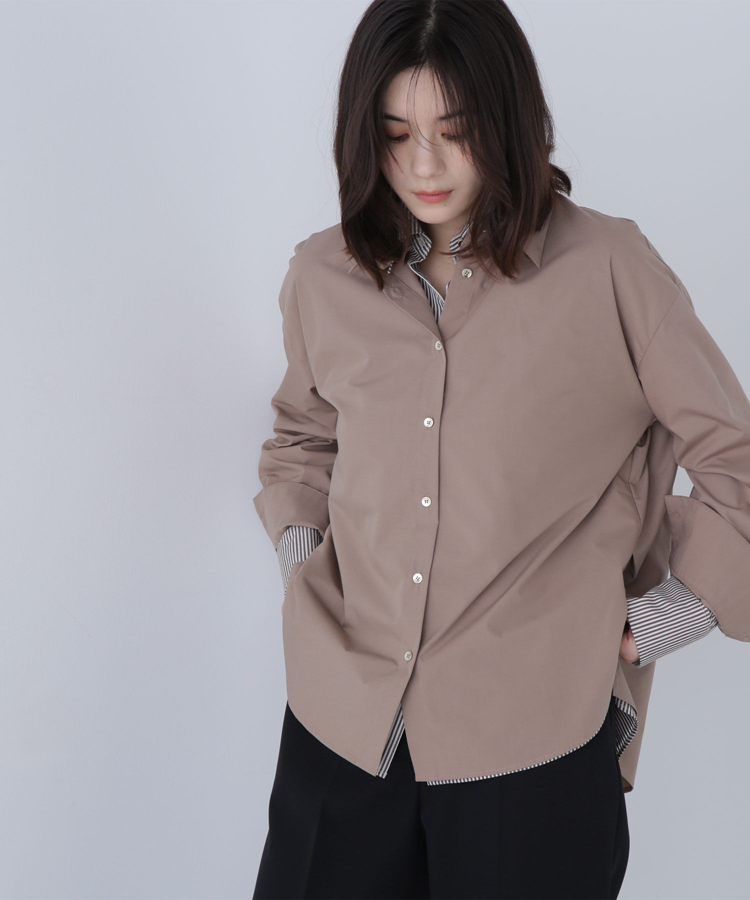  「ゴールドボタンフォルムシャツ」|シャツ・ブラウス|