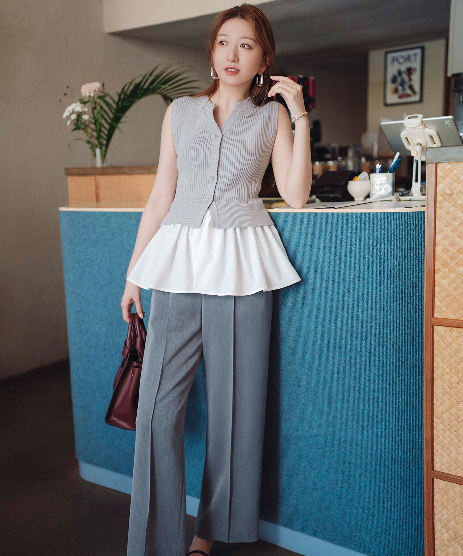  「コンパクトベスト セットアップ ワイドストレートパンツ」|その他|