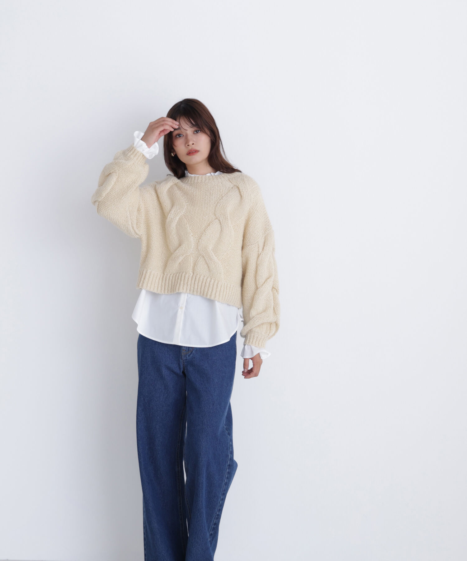  「クロップドビッグケーブルニット」|ニット・セーター|