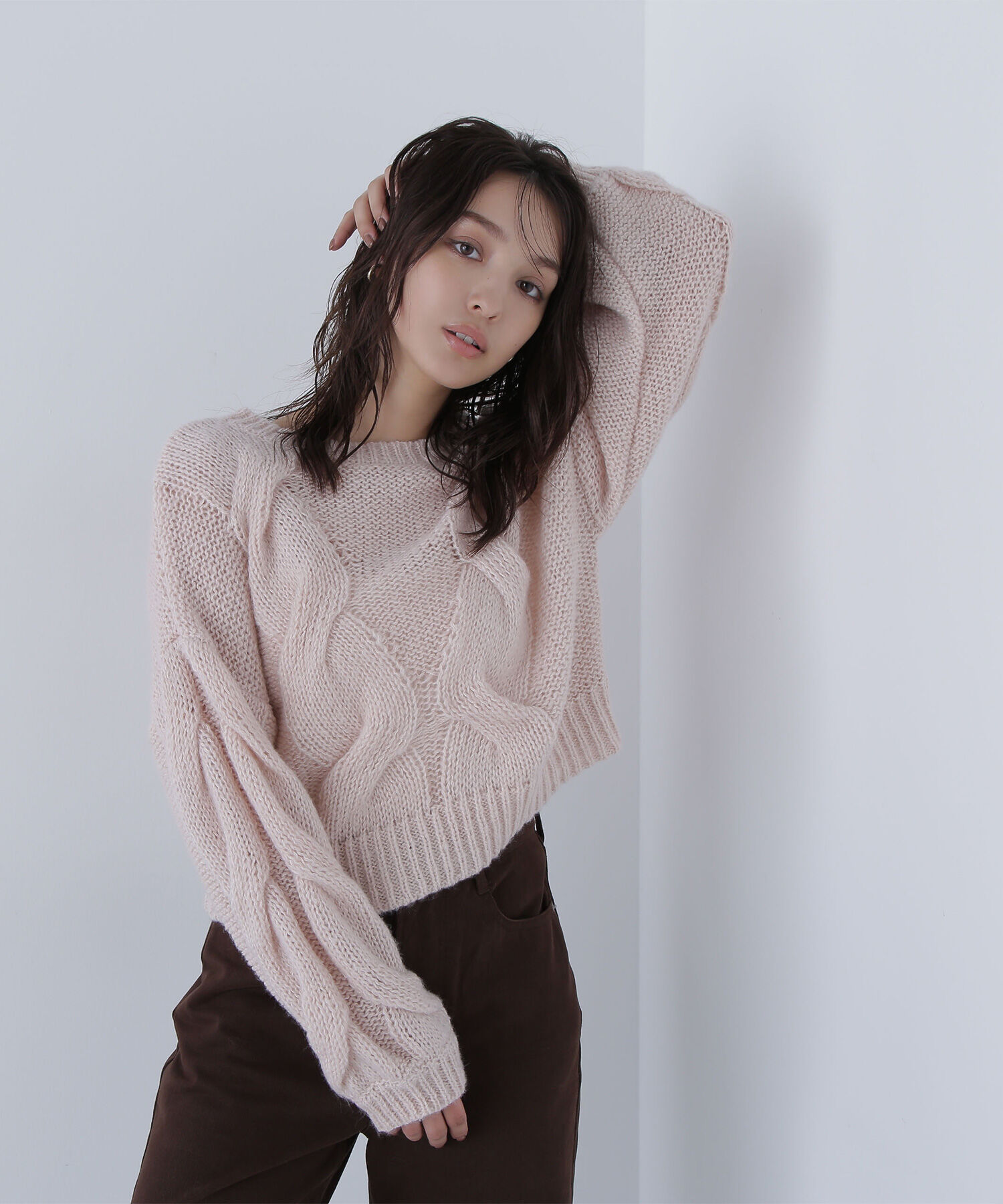  「クロップドビッグケーブルニット」|ニット・セーター|