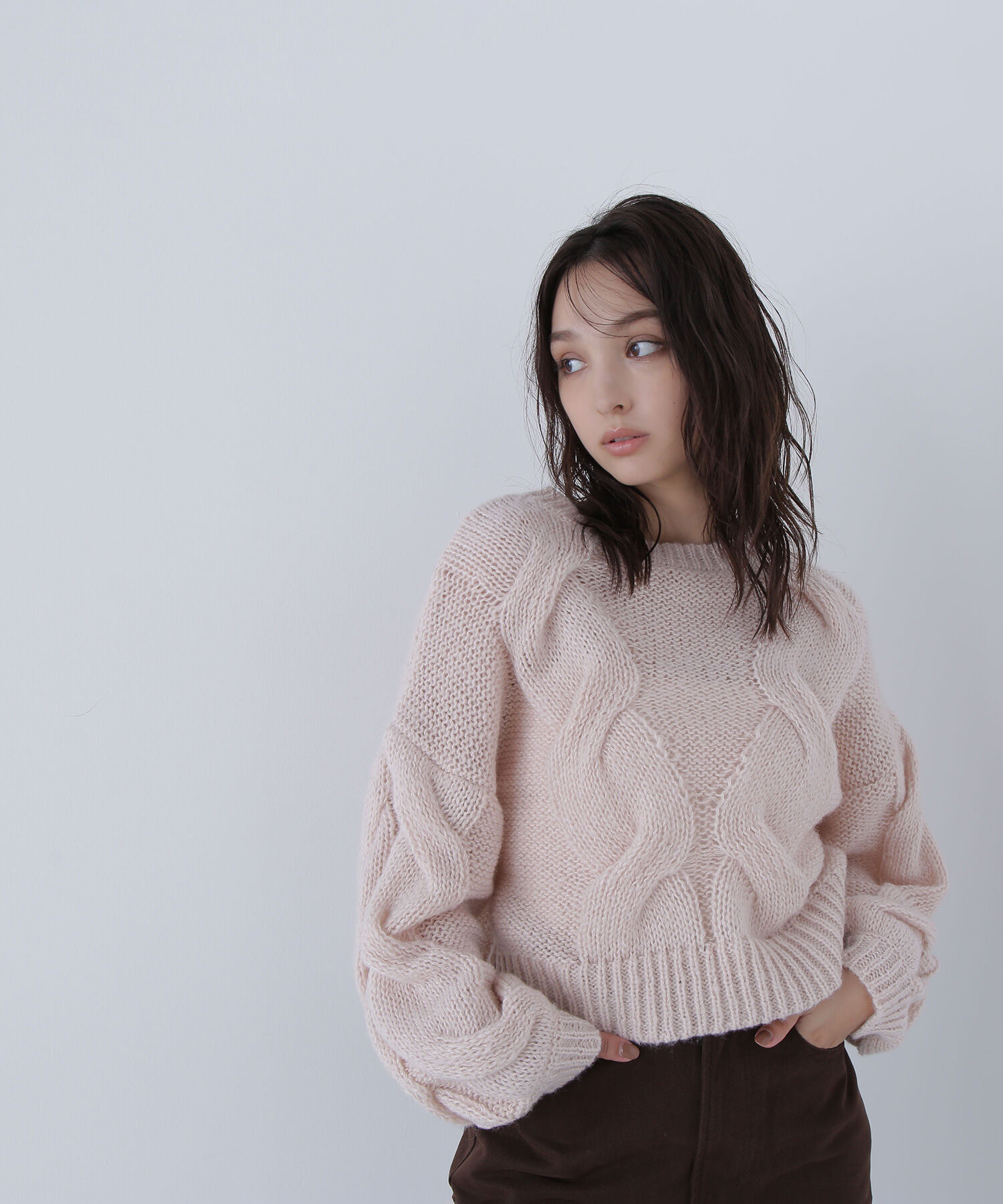  「クロップドビッグケーブルニット」|ニット・セーター|