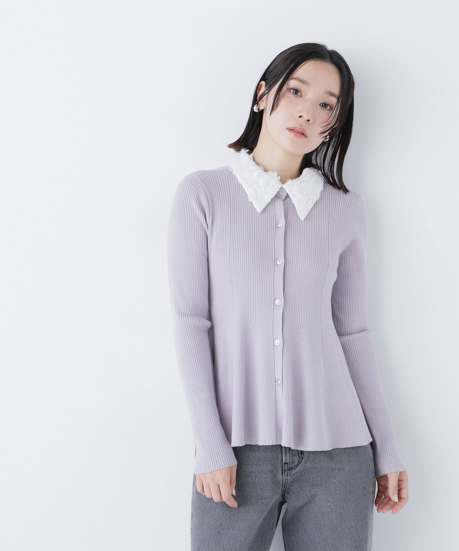  「2wayカラーペプラムニット」|ニット・セーター|