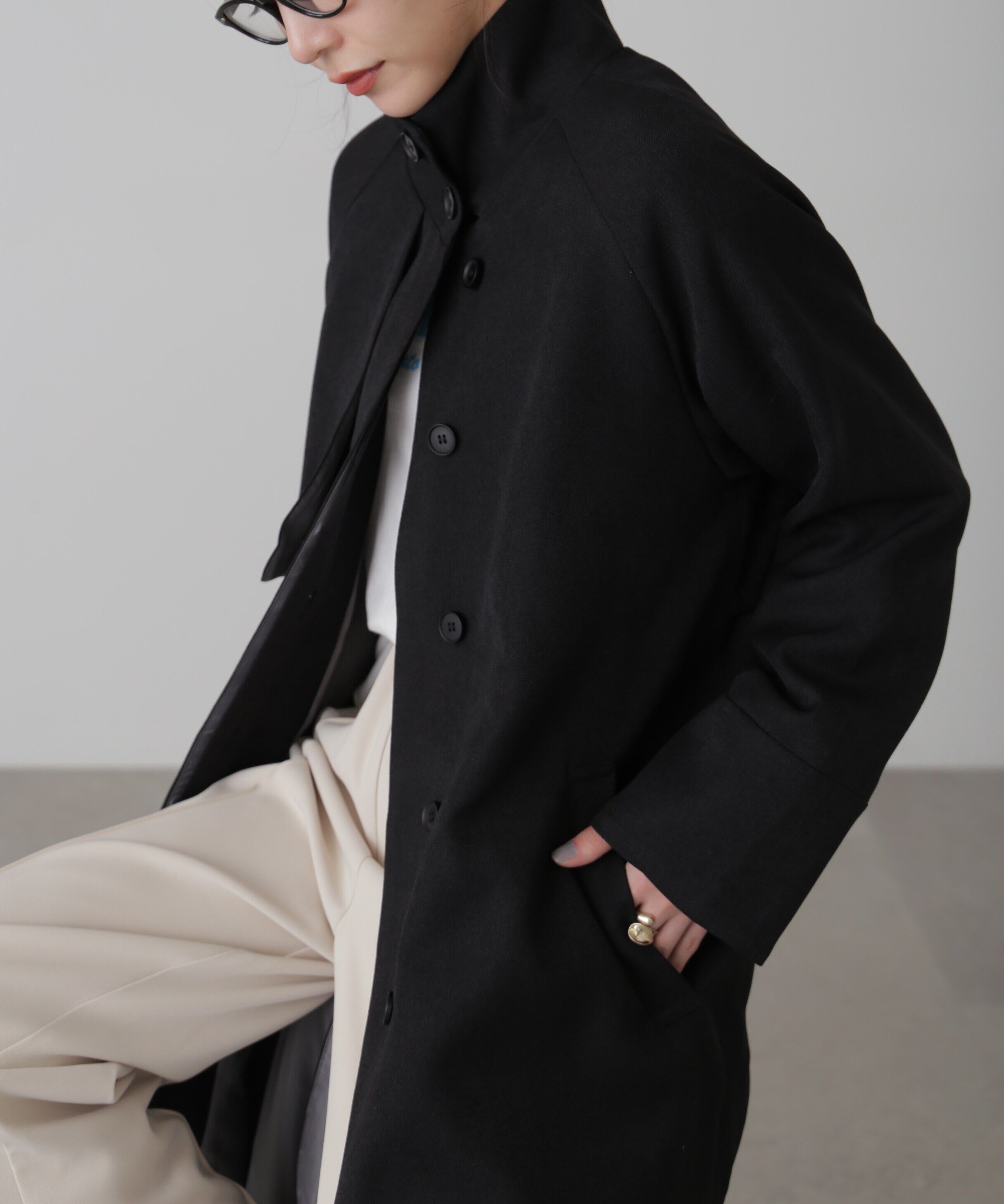  「ポリエステルツイルスタンドネックコート」|その他|