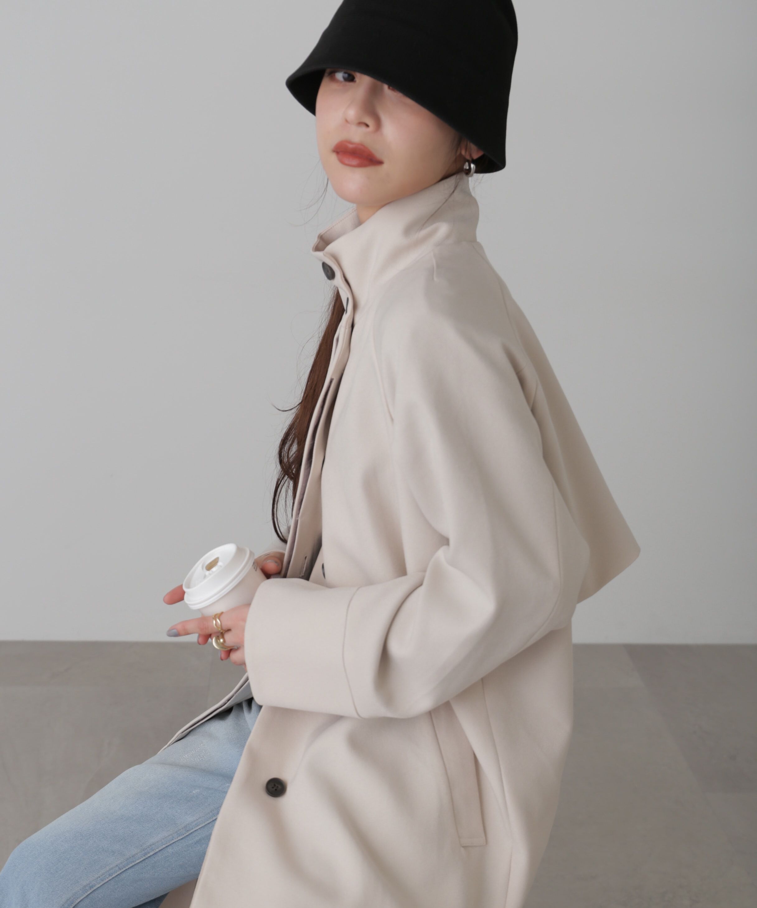  「ポリエステルツイルスタンドネックコート」|その他|