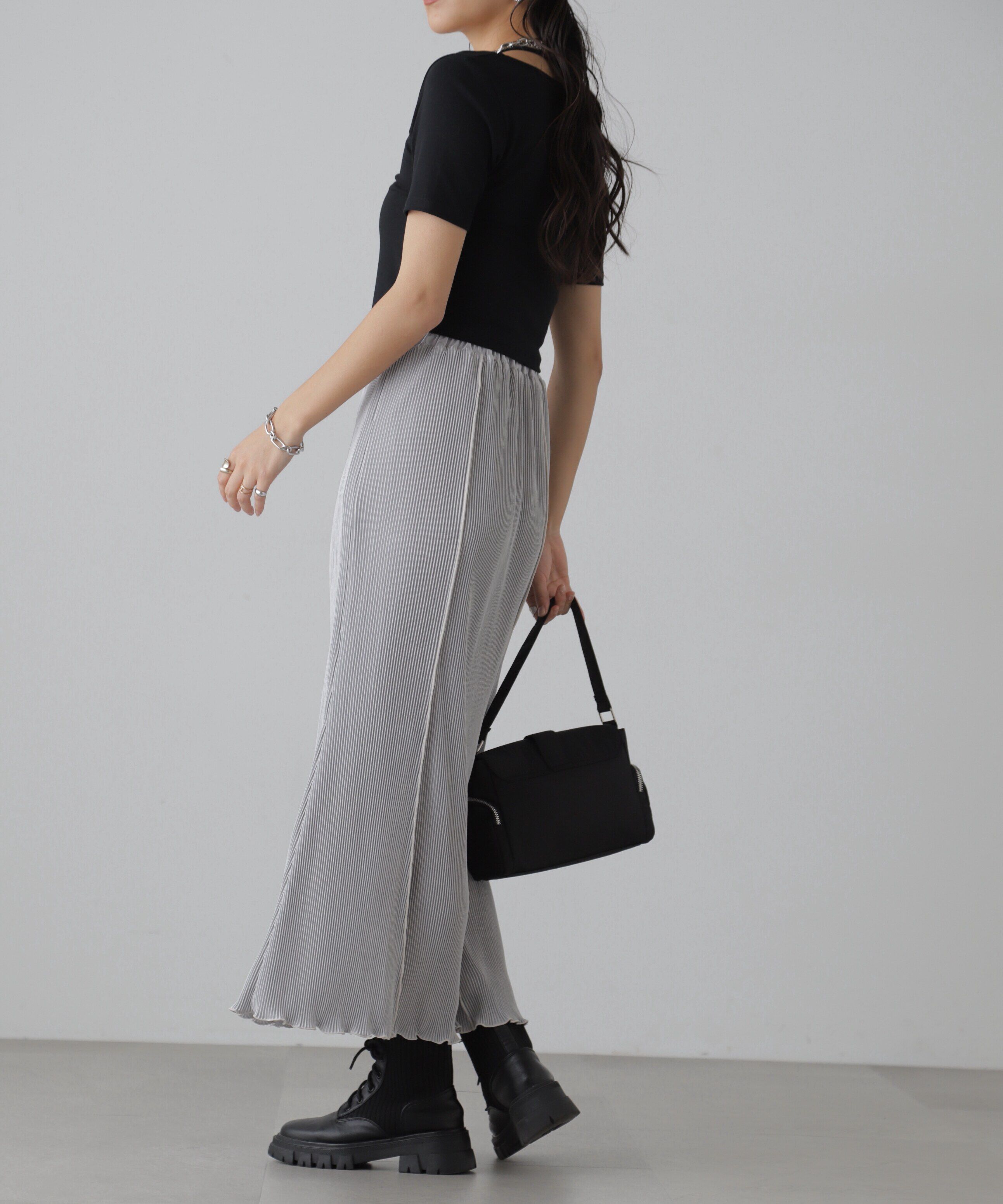  「配色メローカットソープリーツスカート」|スカート|