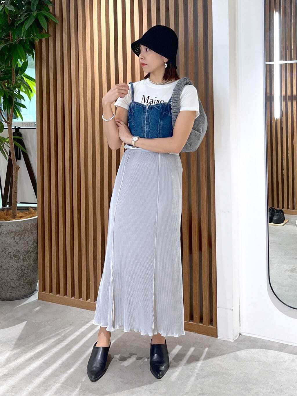  「配色メローカットソープリーツスカート」|スカート|