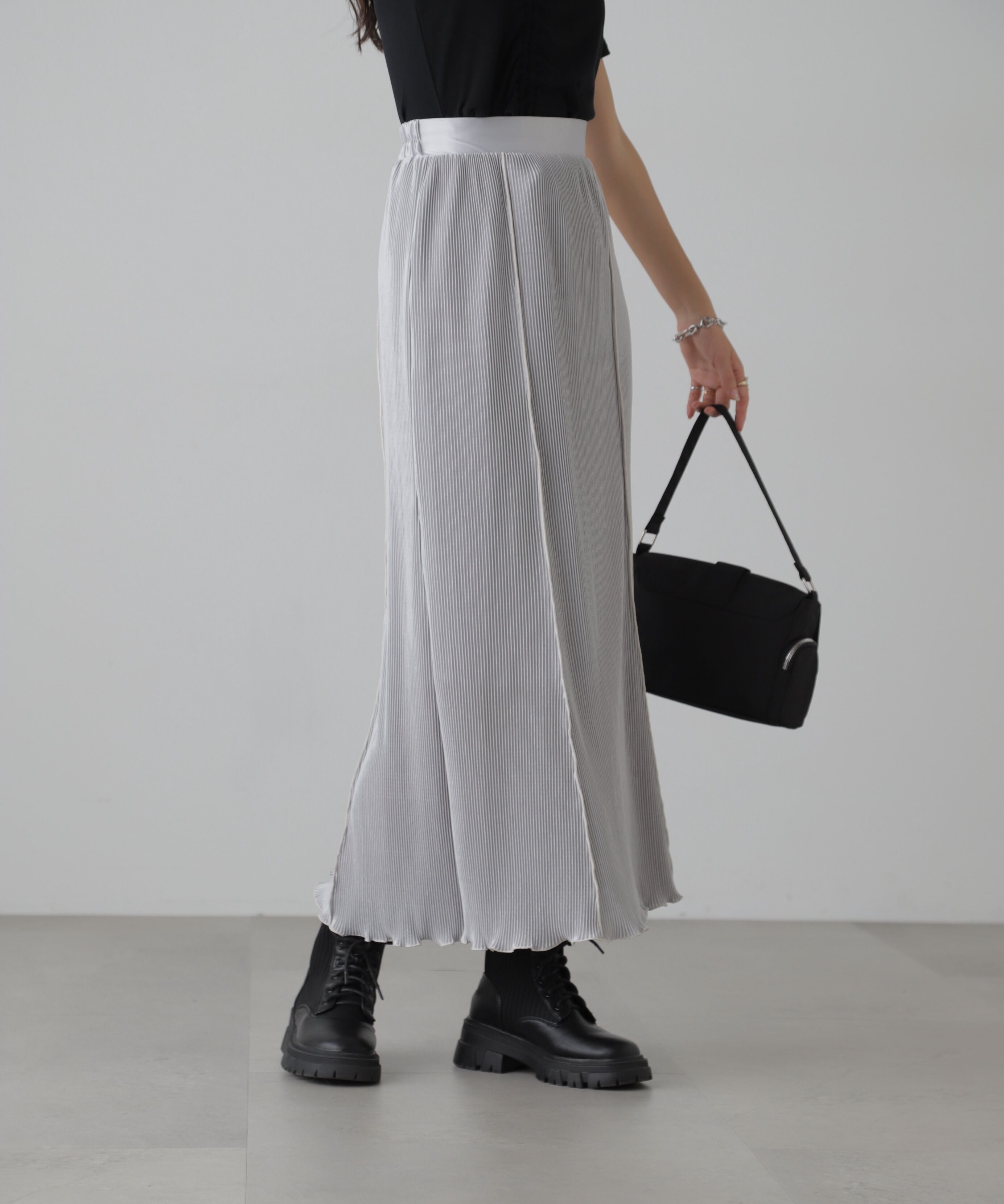  「配色メローカットソープリーツスカート」|スカート|