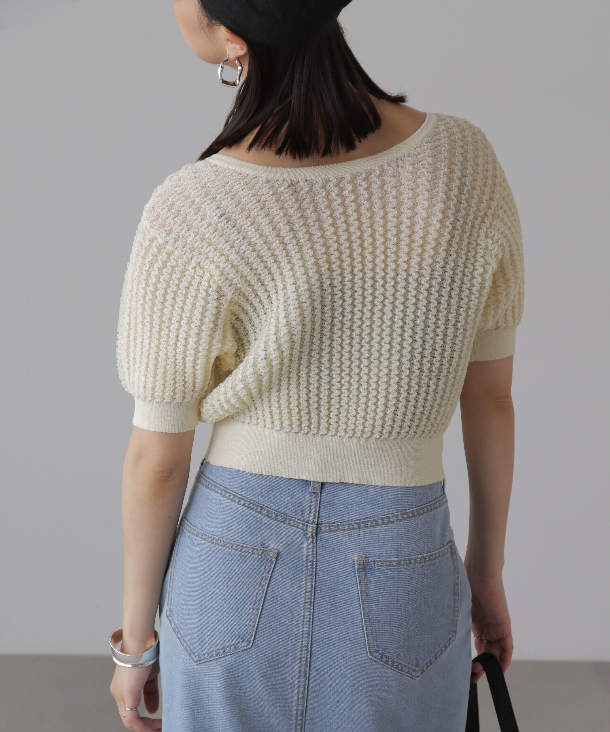  「ウェーブ柄2wayニットカーディガン」|ニット・セーター|