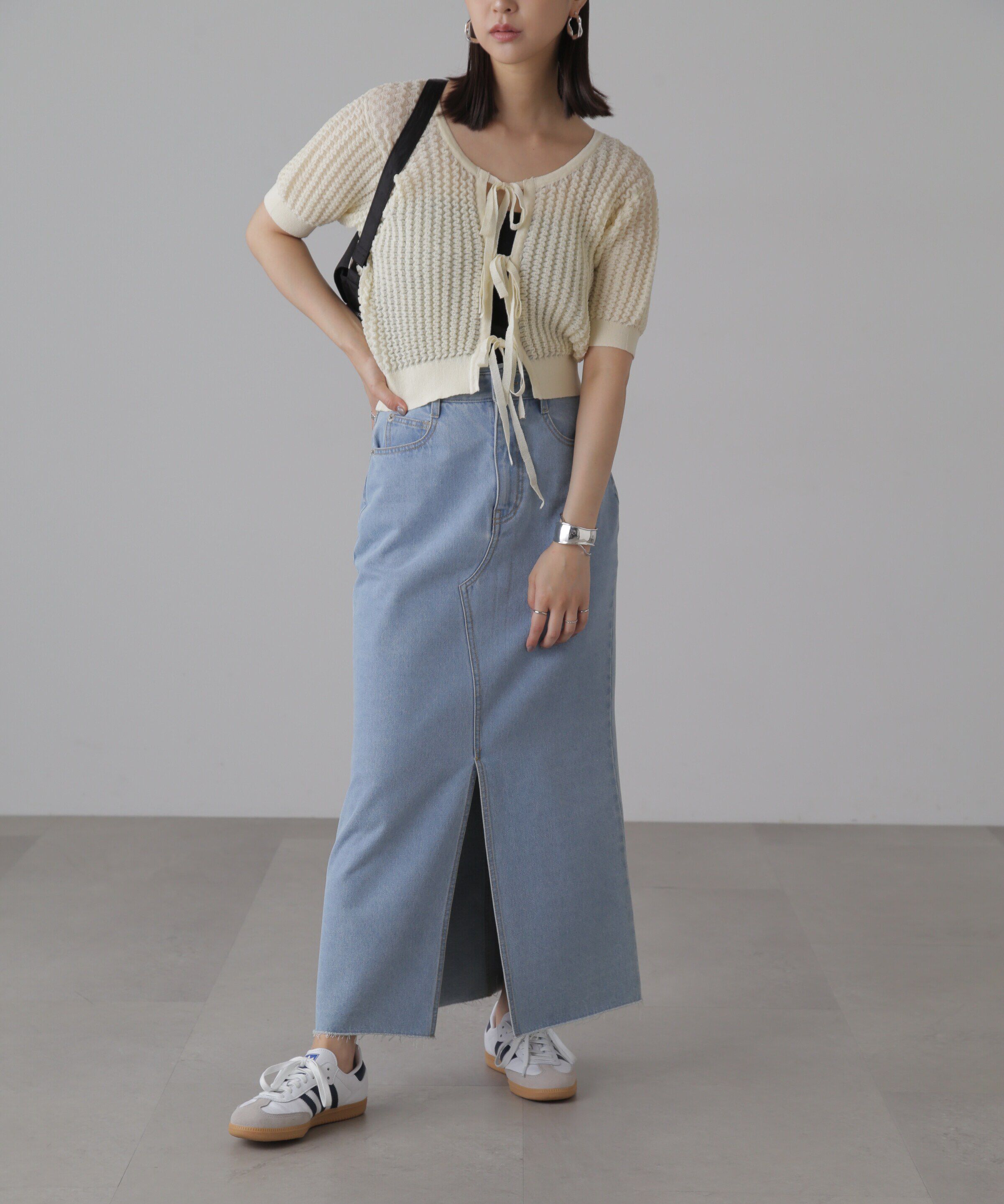  「ウェーブ柄2wayニットカーディガン」|ニット・セーター|