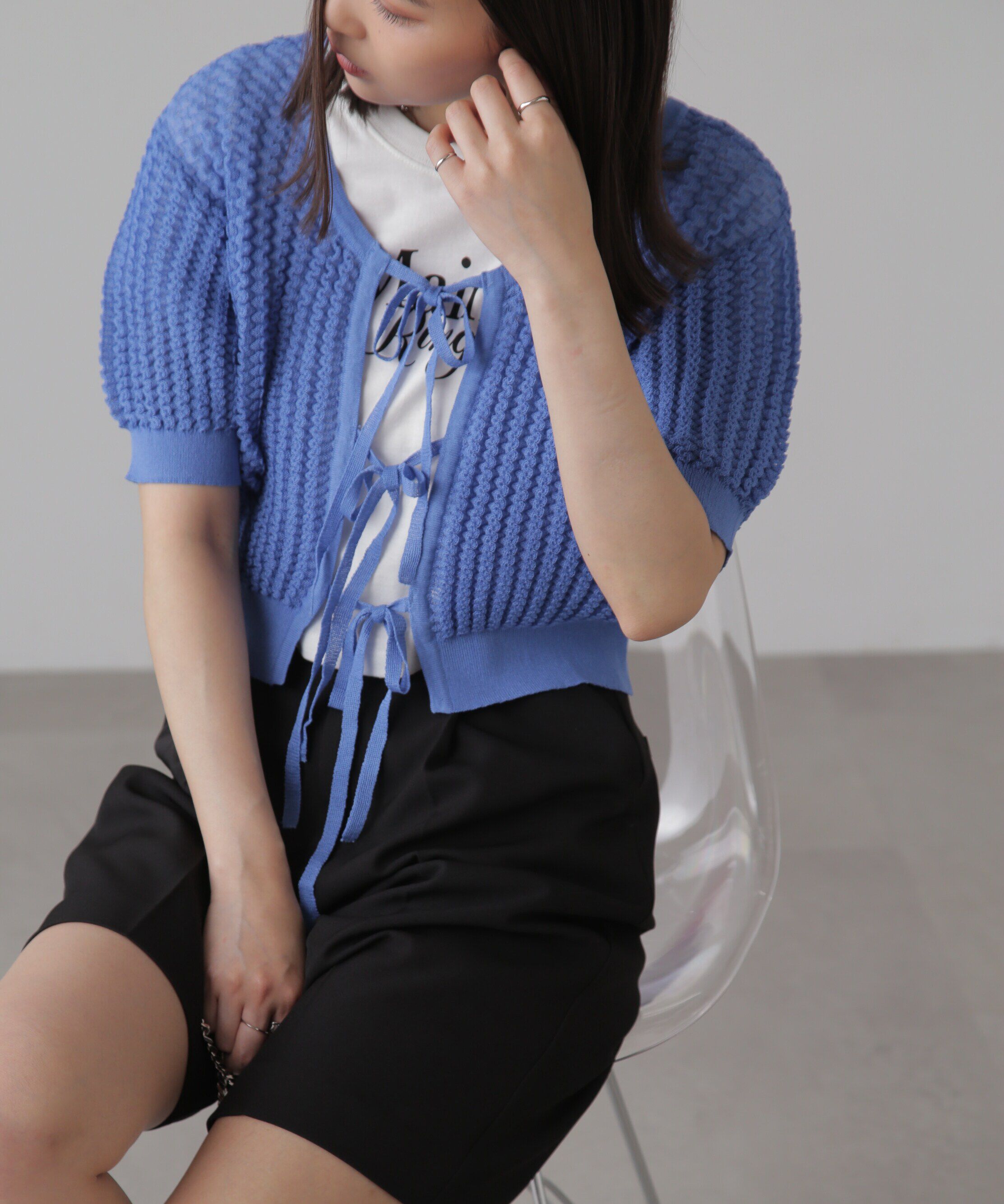  「ウェーブ柄2wayニットカーディガン」|ニット・セーター|