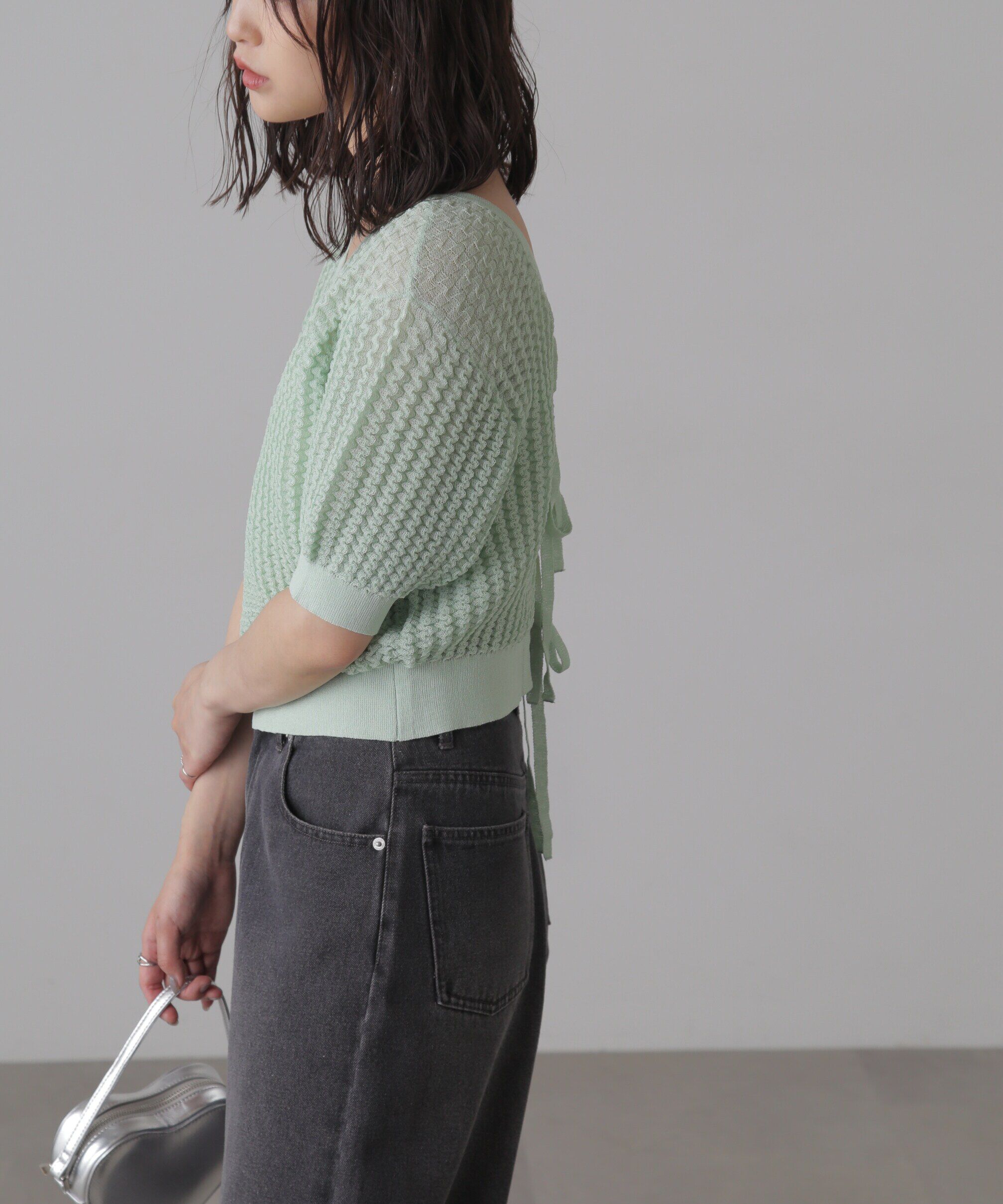  「ウェーブ柄2wayニットカーディガン」|ニット・セーター|