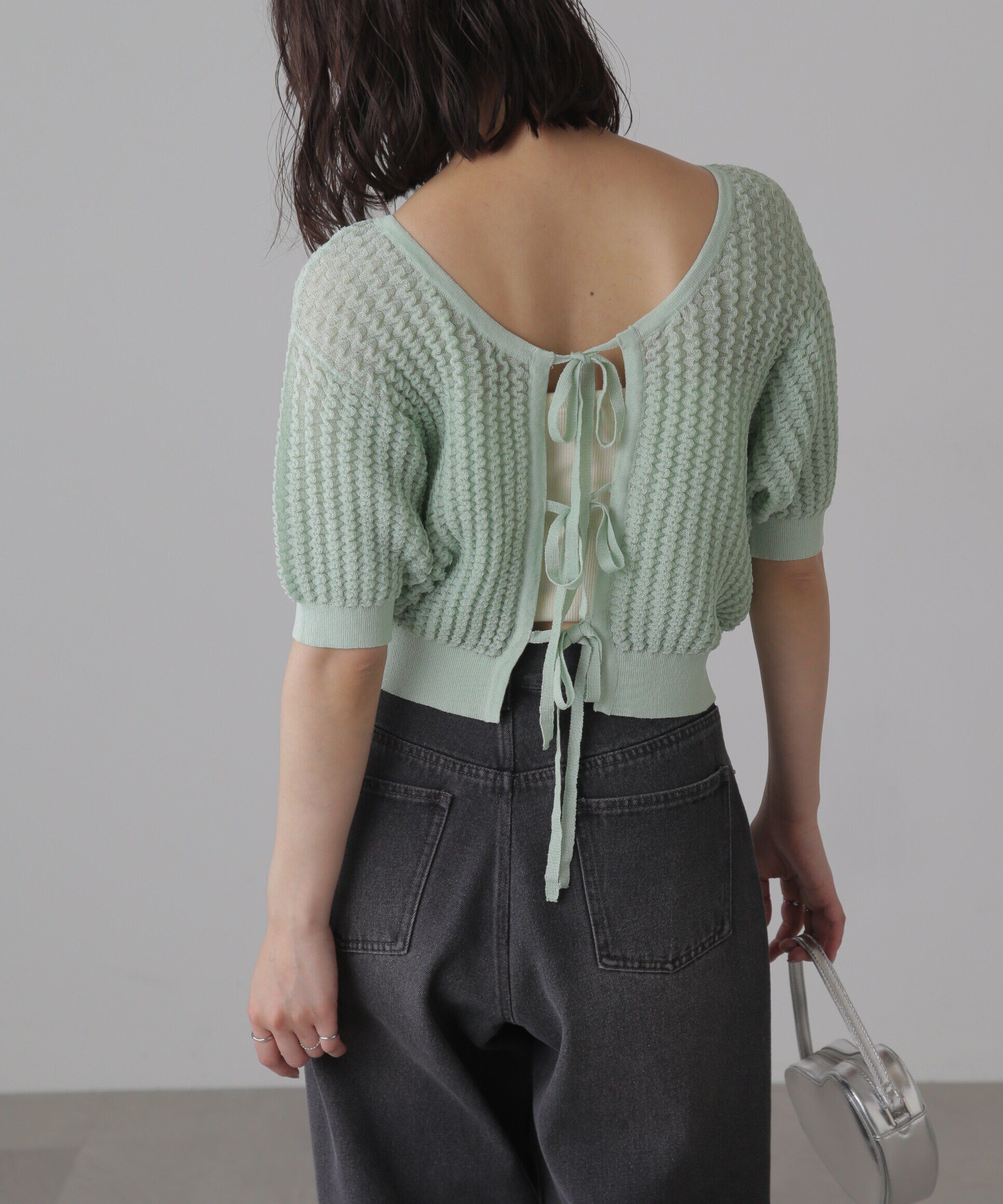  「ウェーブ柄2wayニットカーディガン」|ニット・セーター|