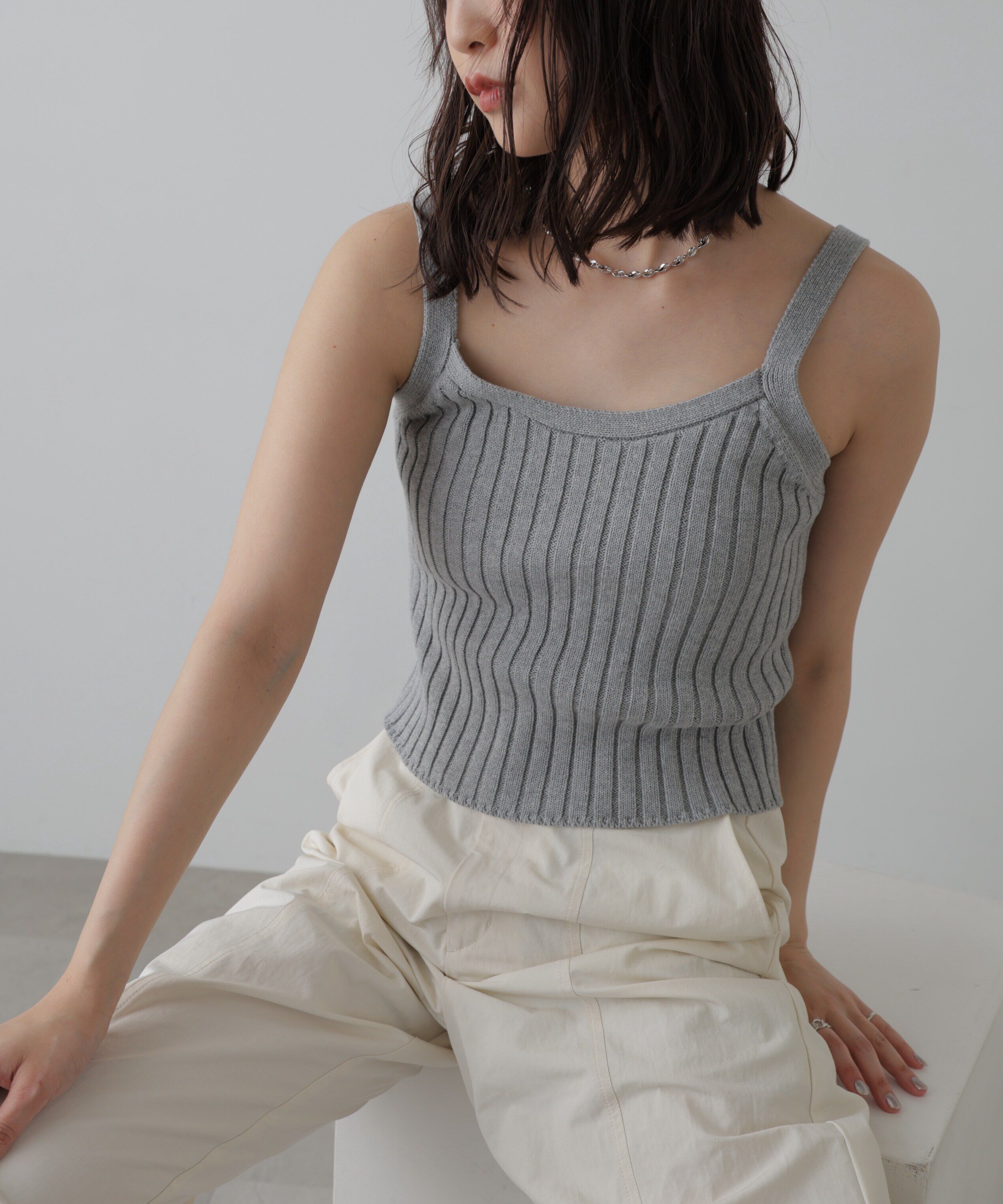  「リブニットタンクトップ」|ニット・セーター|
