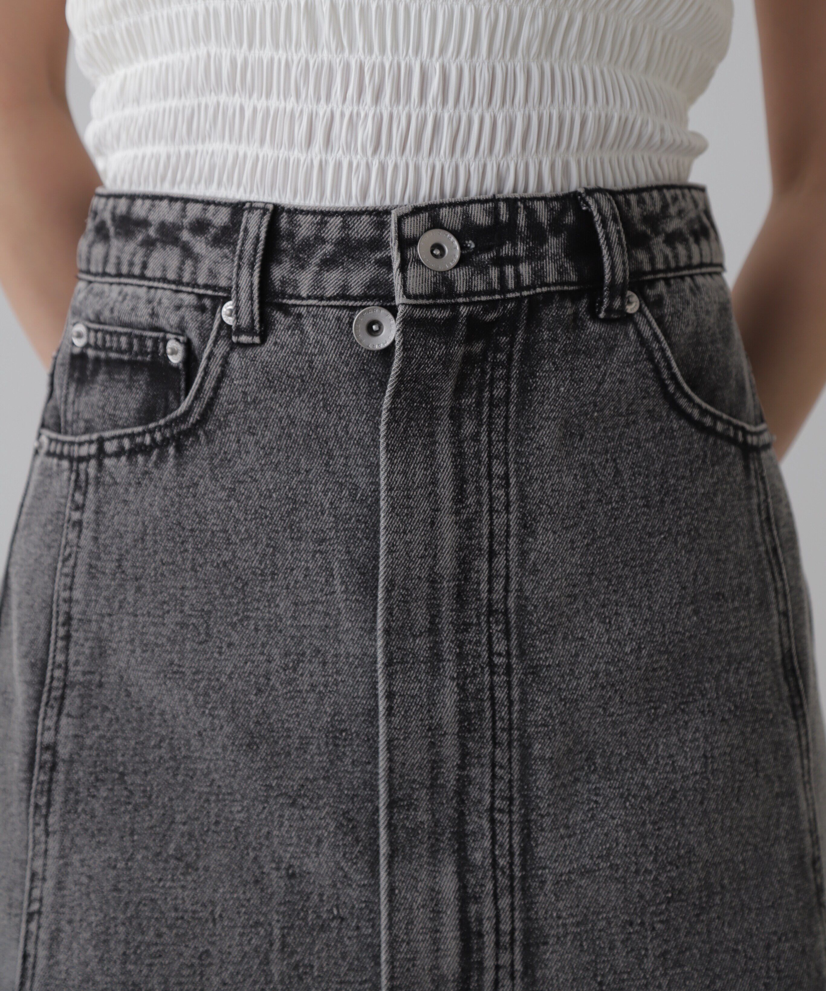  「［レイヤード可］デニムラップミニスカート」|スカート|