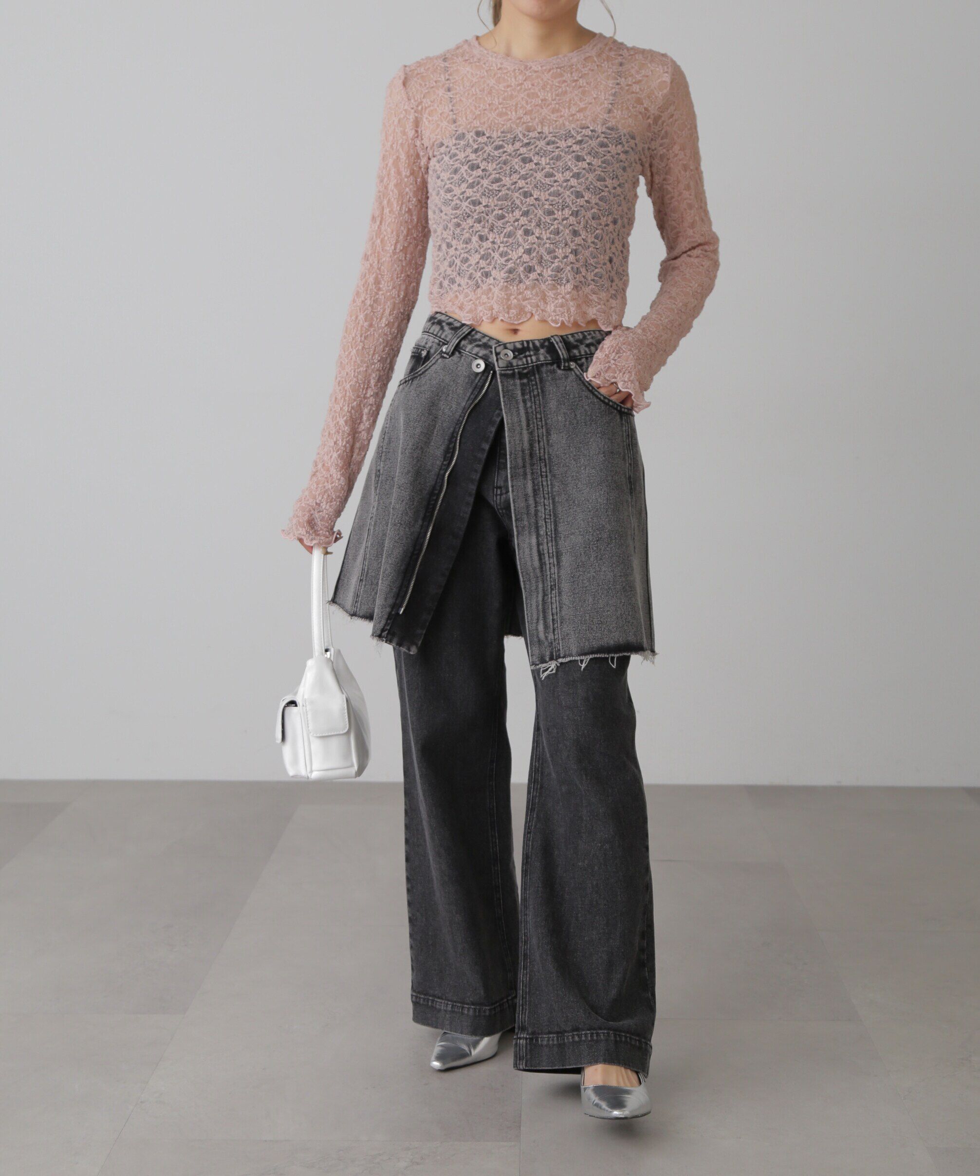  「［レイヤード可］デニムラップミニスカート」|スカート|