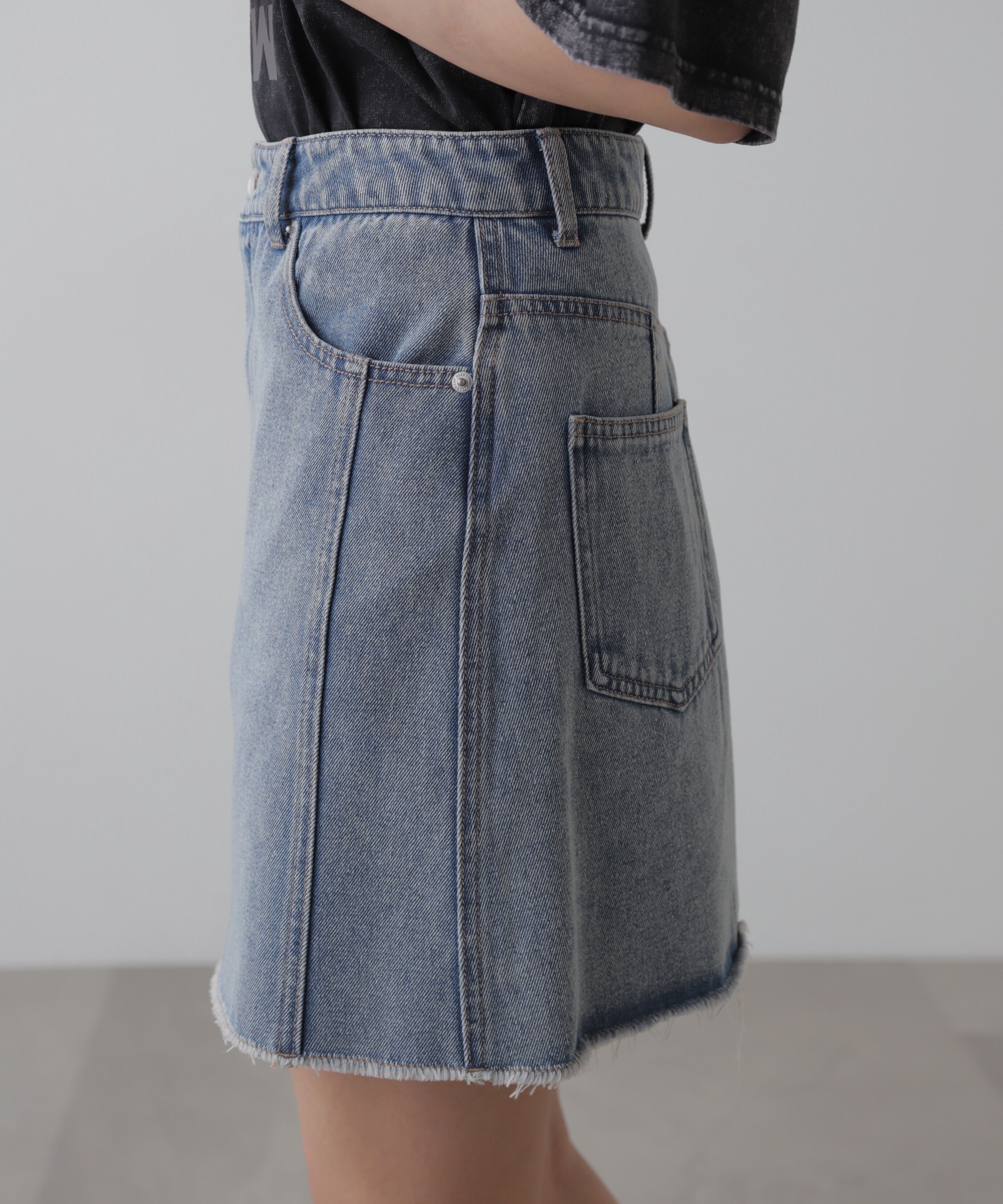  「［レイヤード可］デニムラップミニスカート」|スカート|