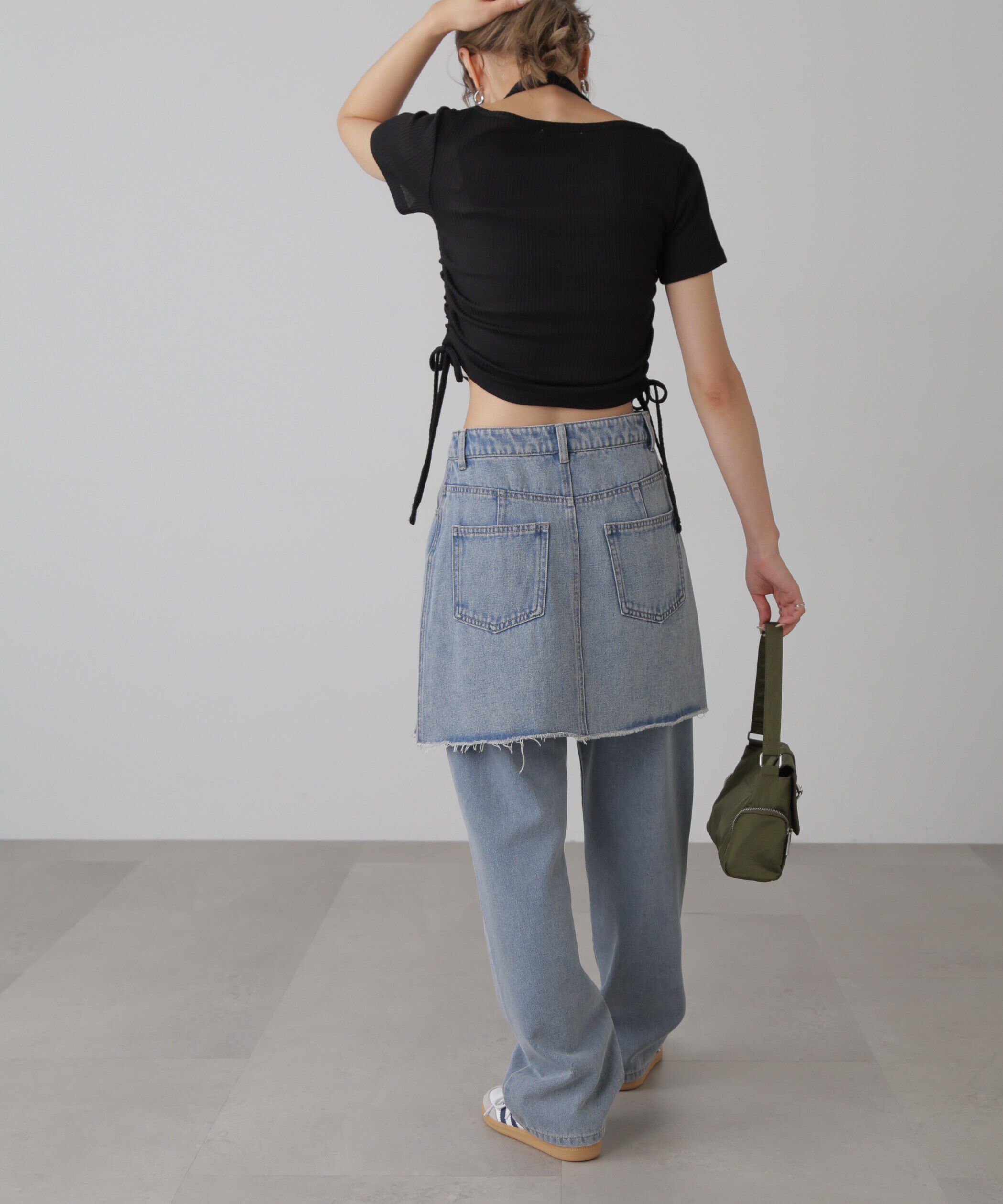  「［レイヤード可］デニムラップミニスカート」|スカート|