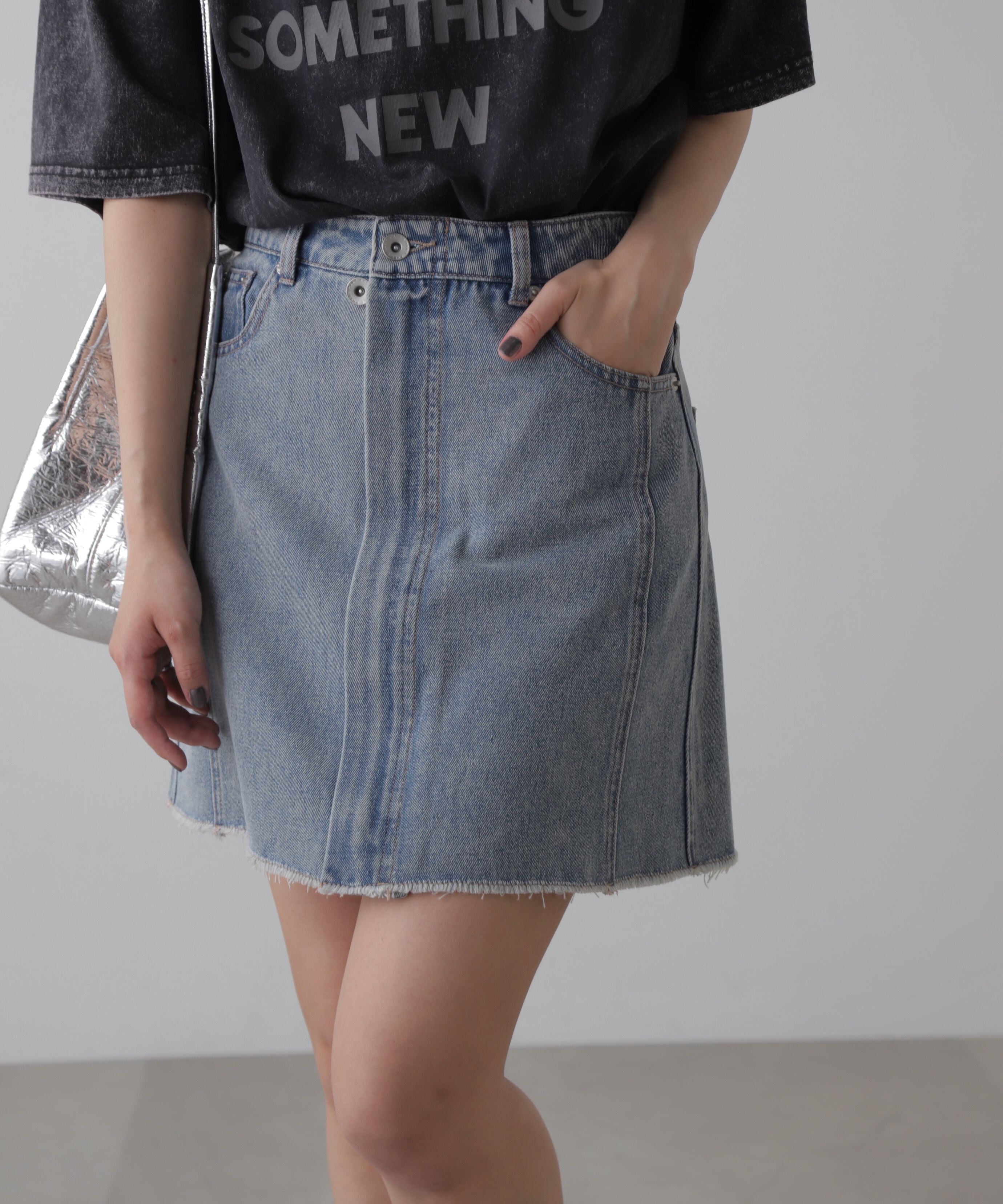  「［レイヤード可］デニムラップミニスカート」|スカート|