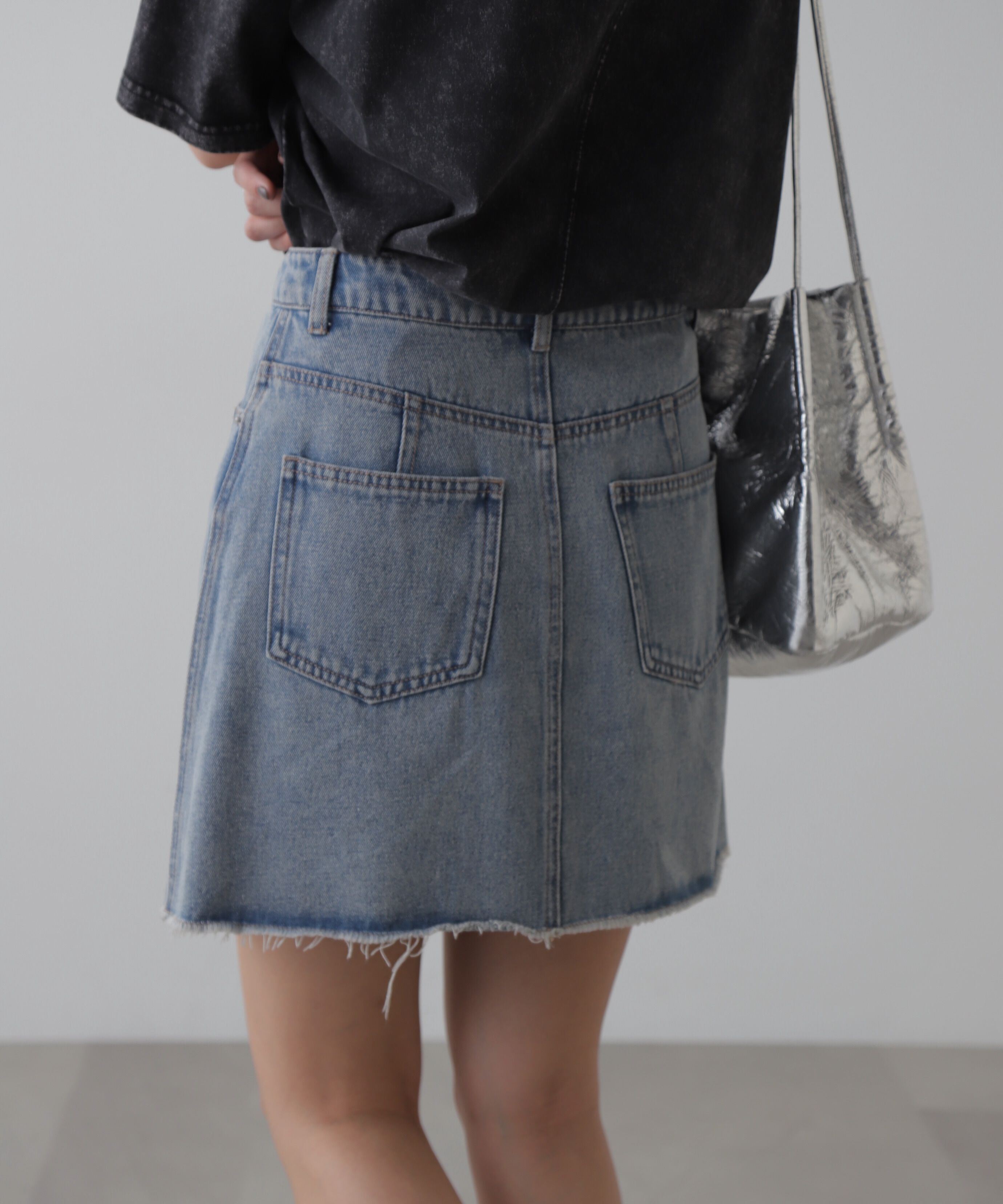  「［レイヤード可］デニムラップミニスカート」|スカート|