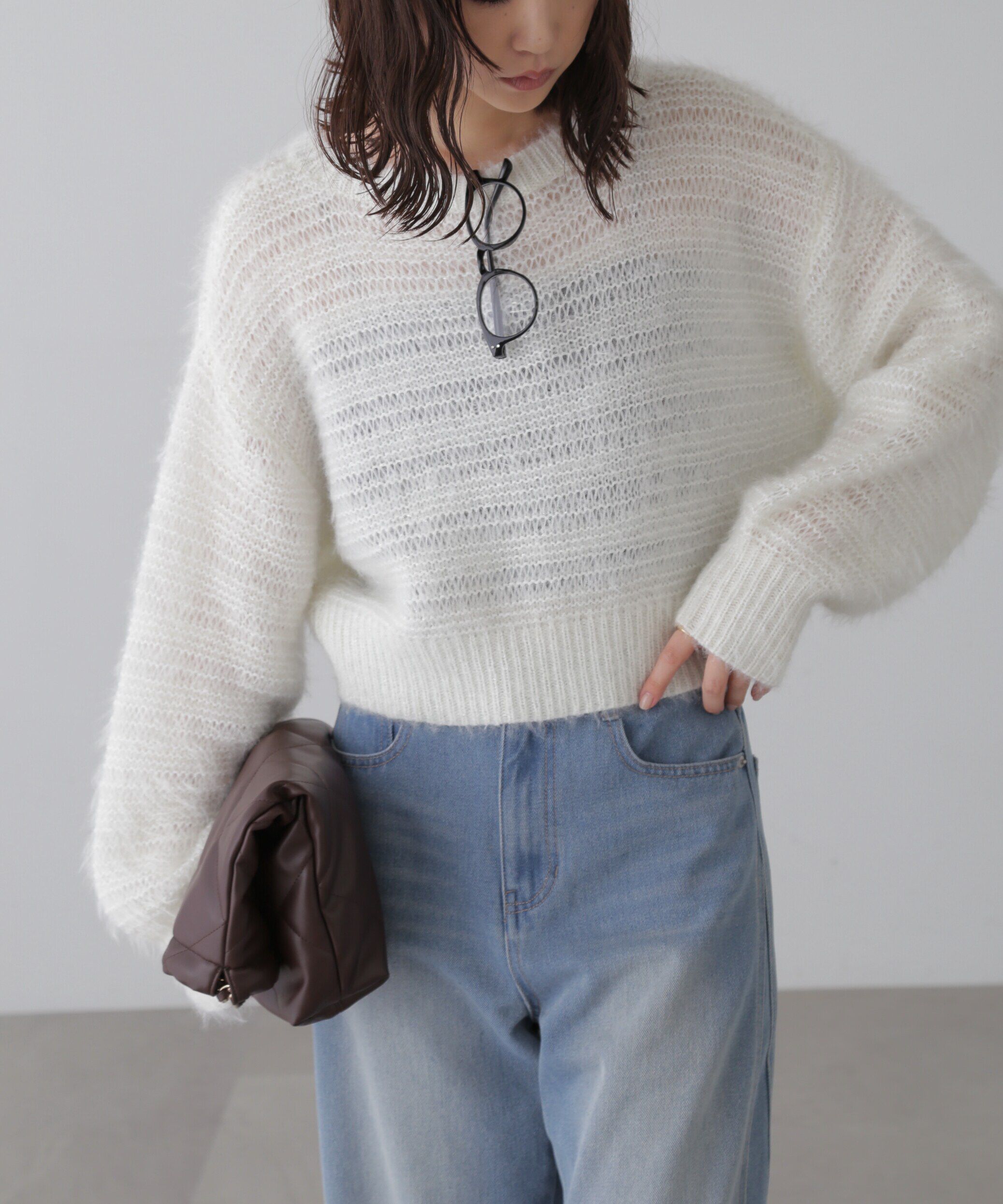  「ラメフェザーモヘヤライクニット」|ニット・セーター|