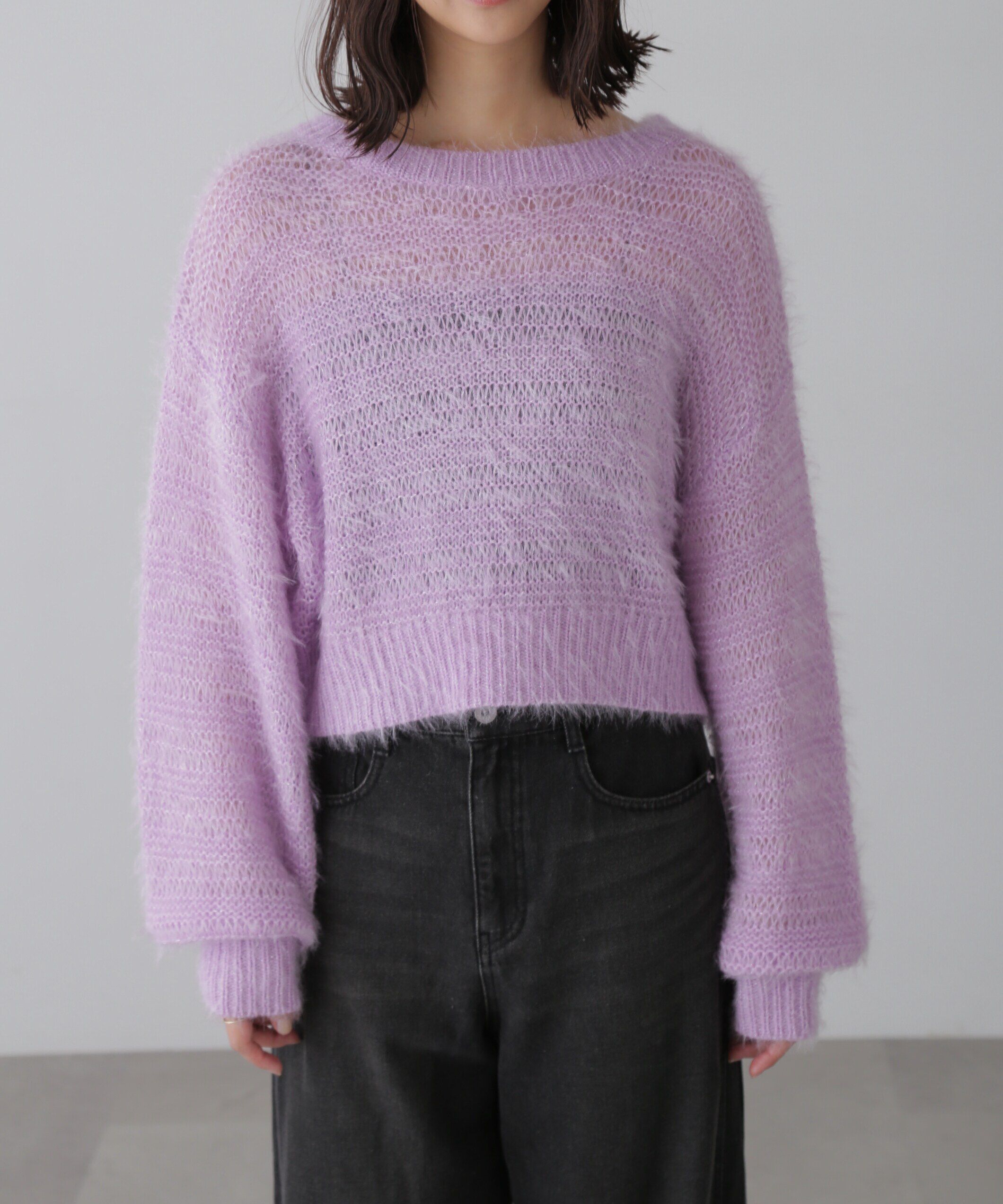  「ラメフェザーモヘヤライクニット」|ニット・セーター|