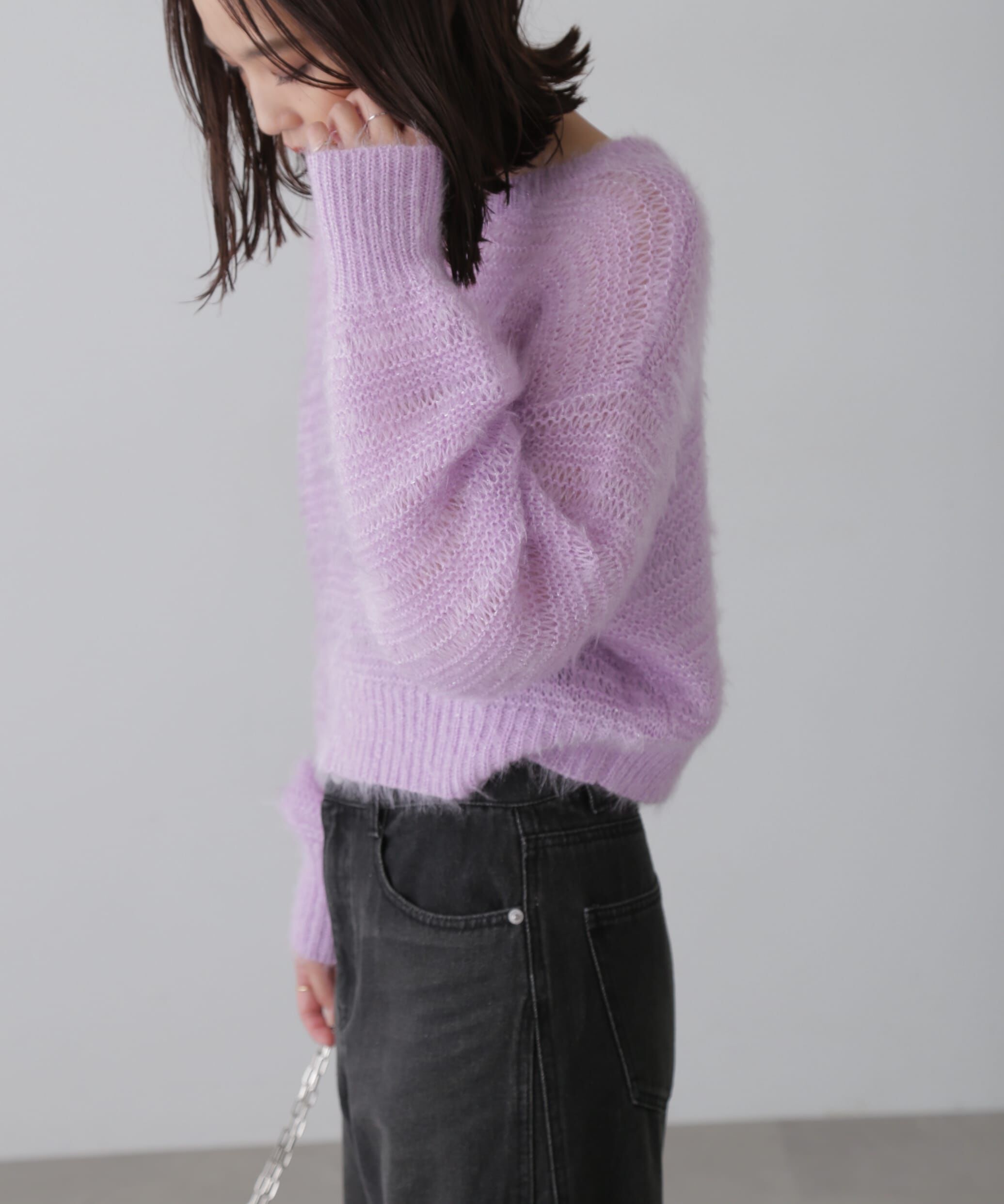  「ラメフェザーモヘヤライクニット」|ニット・セーター|