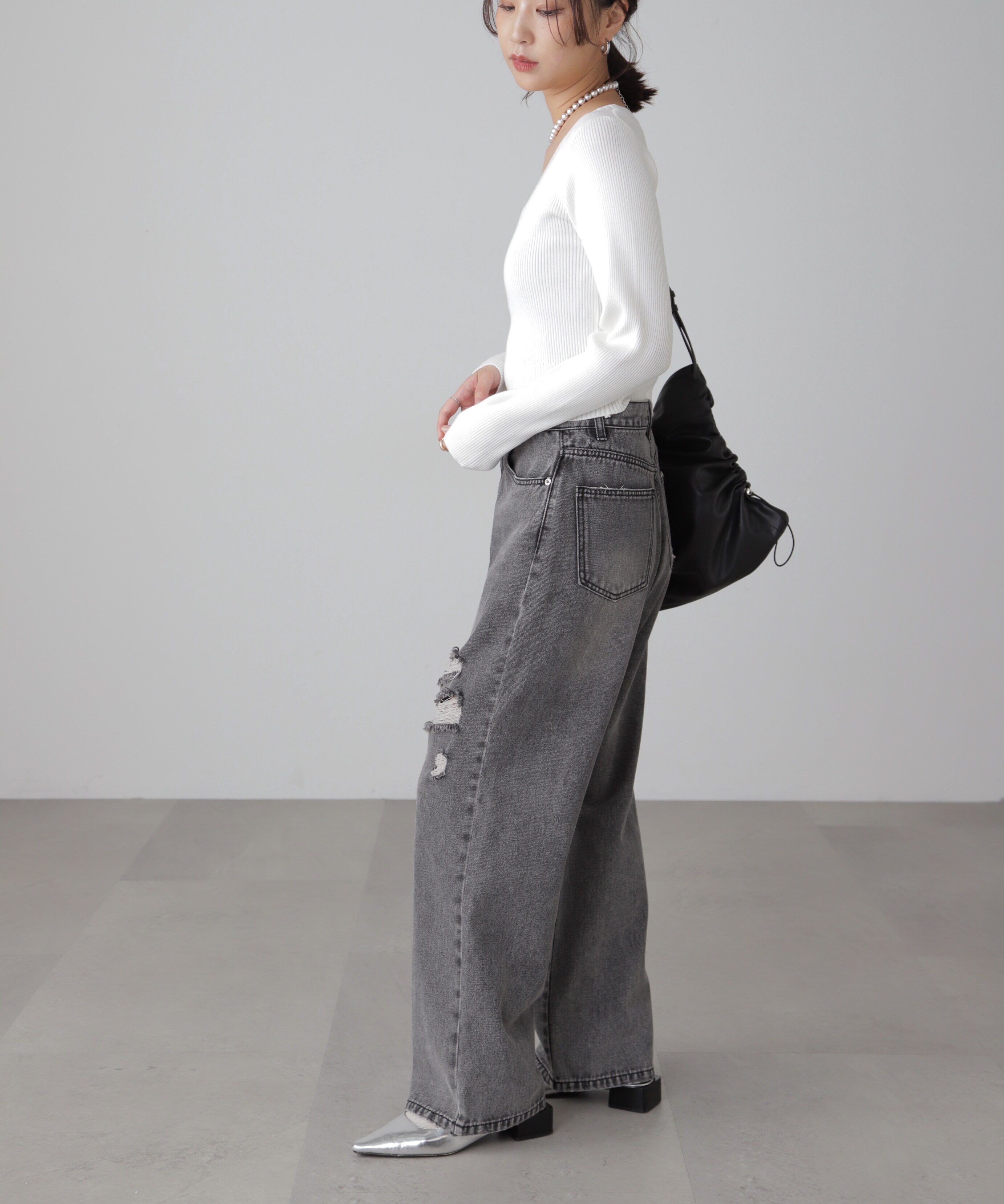  「〈洗える〉マシンウォッシャブルUネックニット」|ニット・セーター|