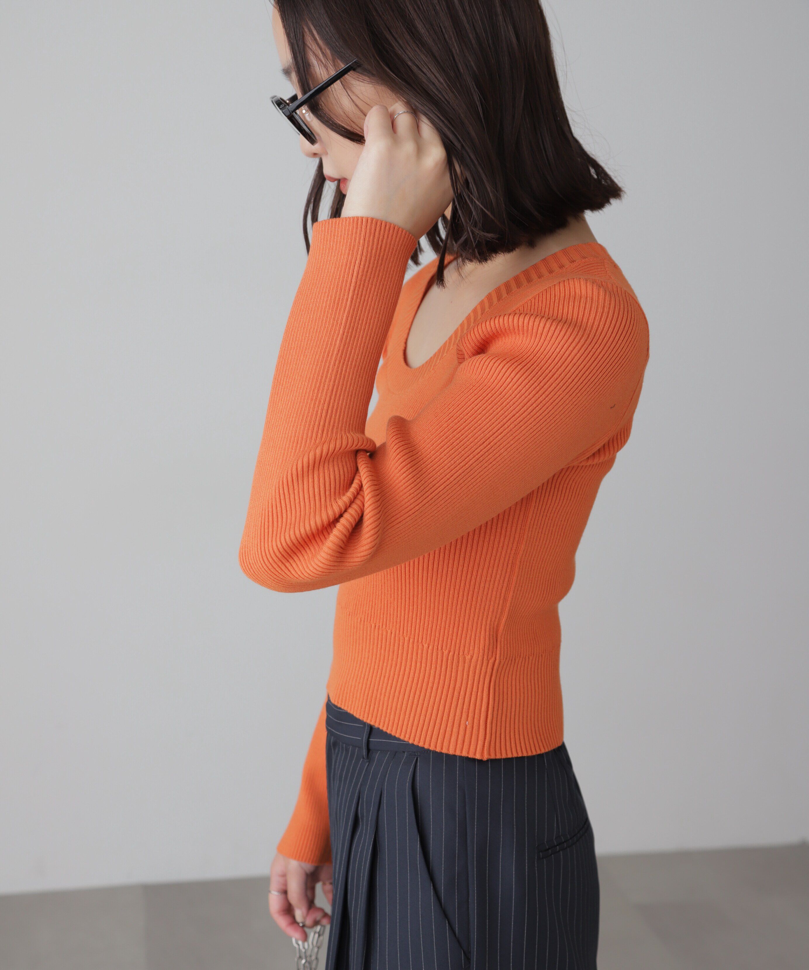  「〈洗える〉マシンウォッシャブルUネックニット」|ニット・セーター|