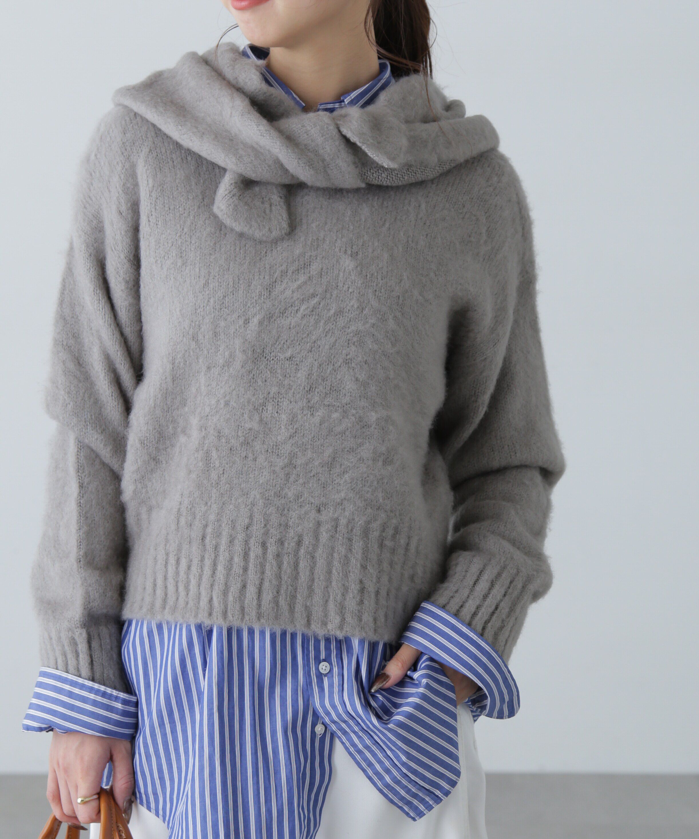  「スカーフ付きシャギーニット」|ニット・セーター|