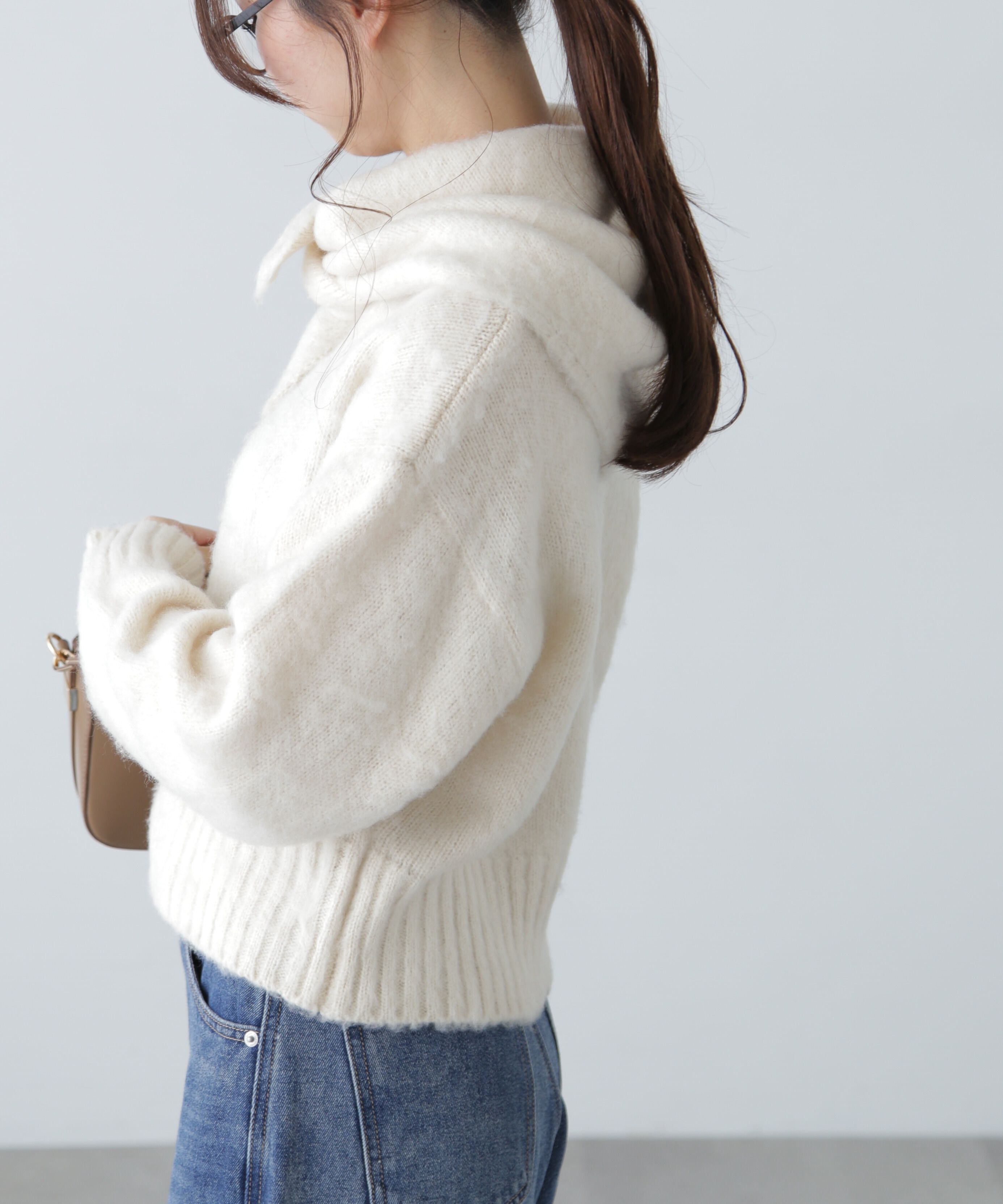  「スカーフ付きシャギーニット」|ニット・セーター|