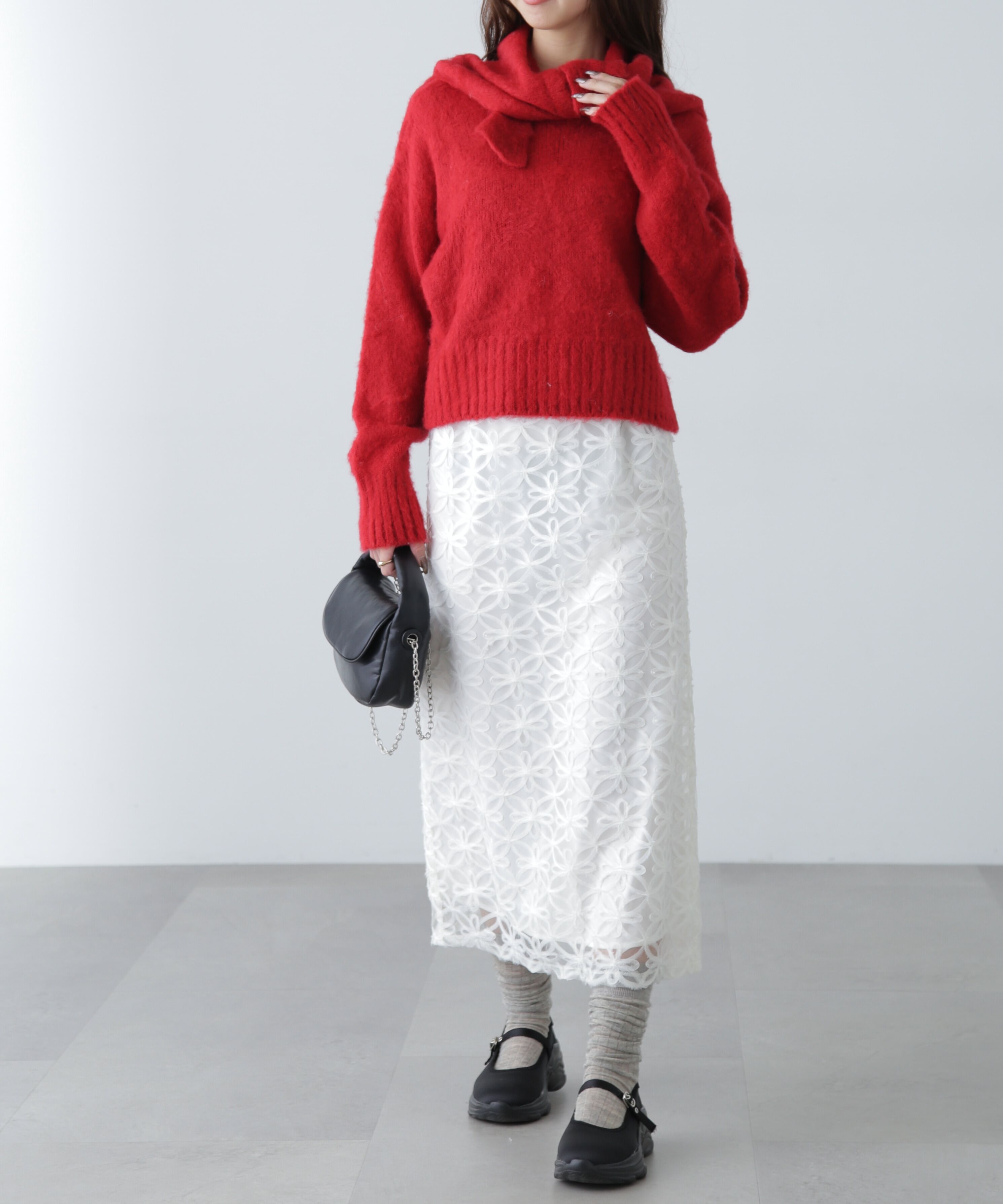  「スカーフ付きシャギーニット」|ニット・セーター|