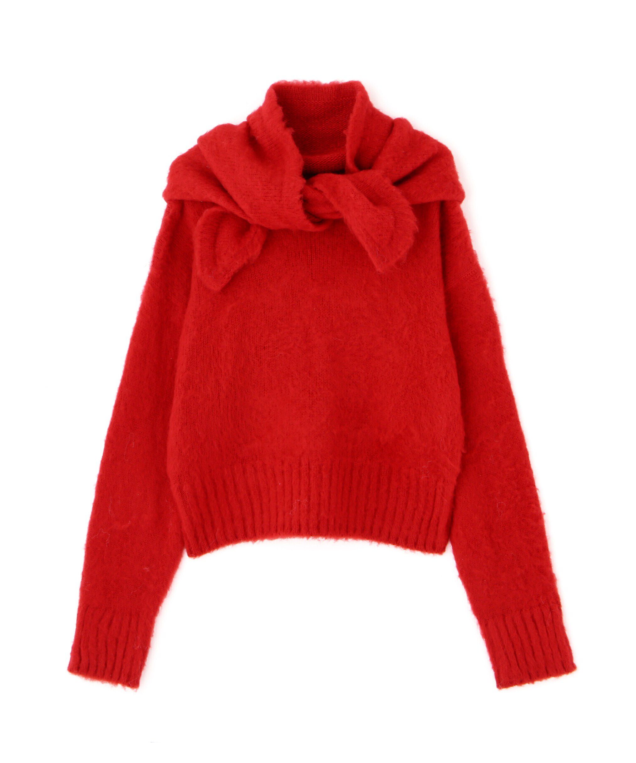  「スカーフ付きシャギーニット」|ニット・セーター|