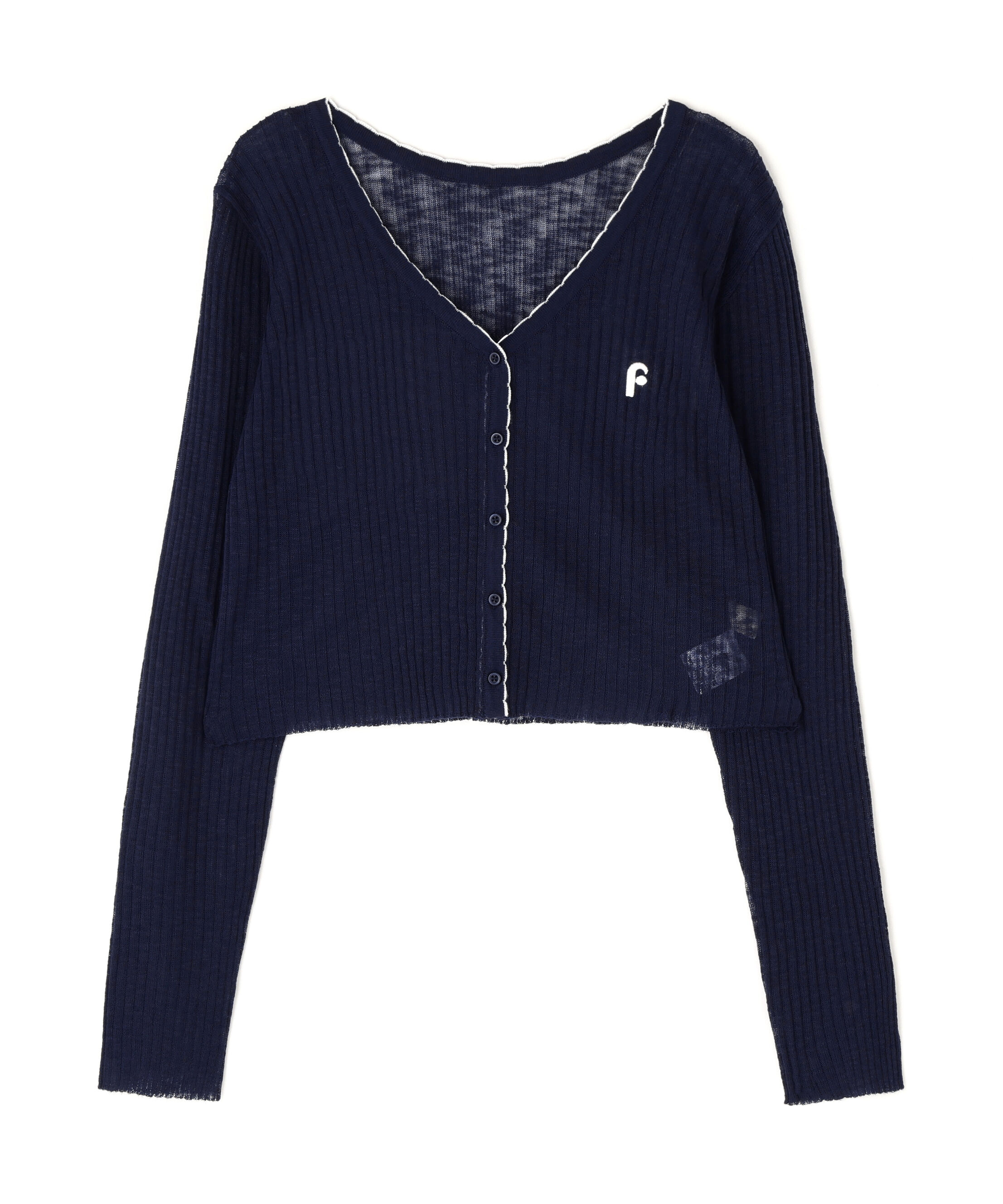  「配色ラインスカラップシアーリブカーディガン」|ニット・セーター|