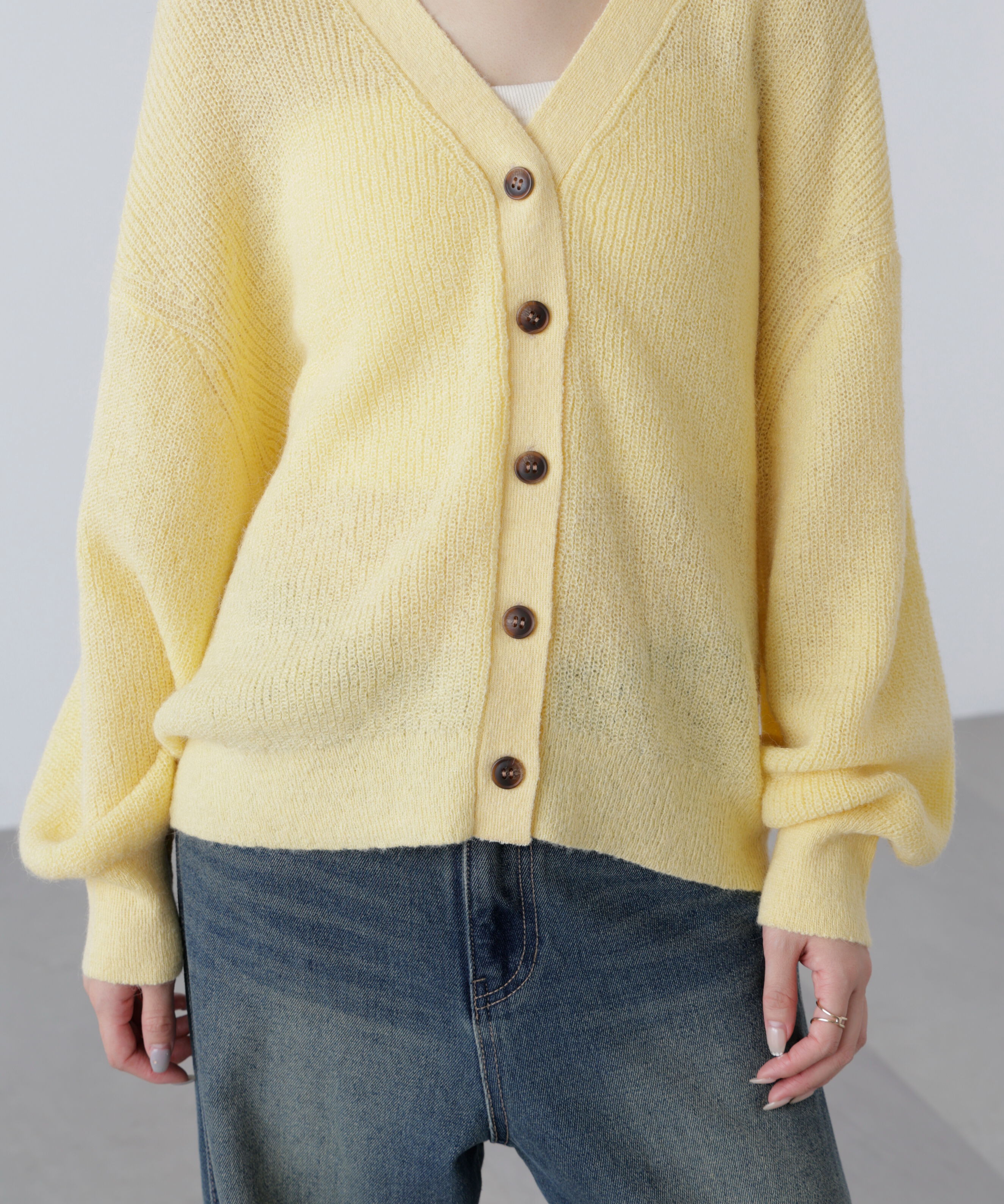  「5GモヘヤタッチVネックカーディガン」|ニット・セーター|