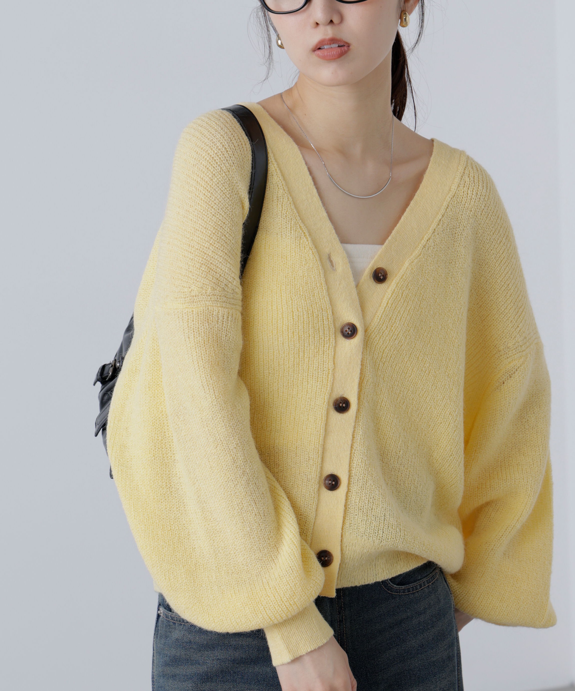  「5GモヘヤタッチVネックカーディガン」|ニット・セーター|