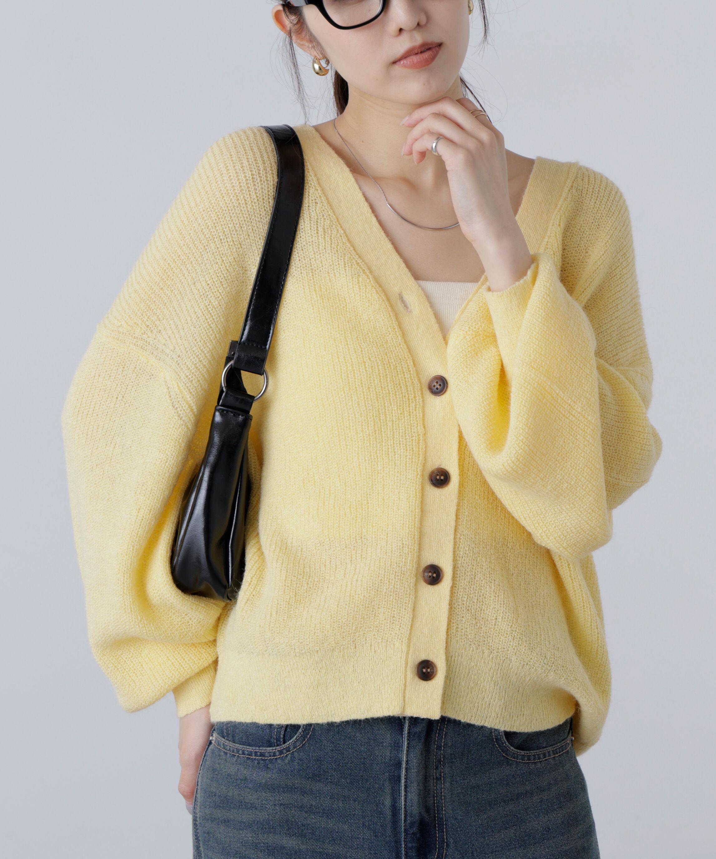  「5GモヘヤタッチVネックカーディガン」|ニット・セーター|