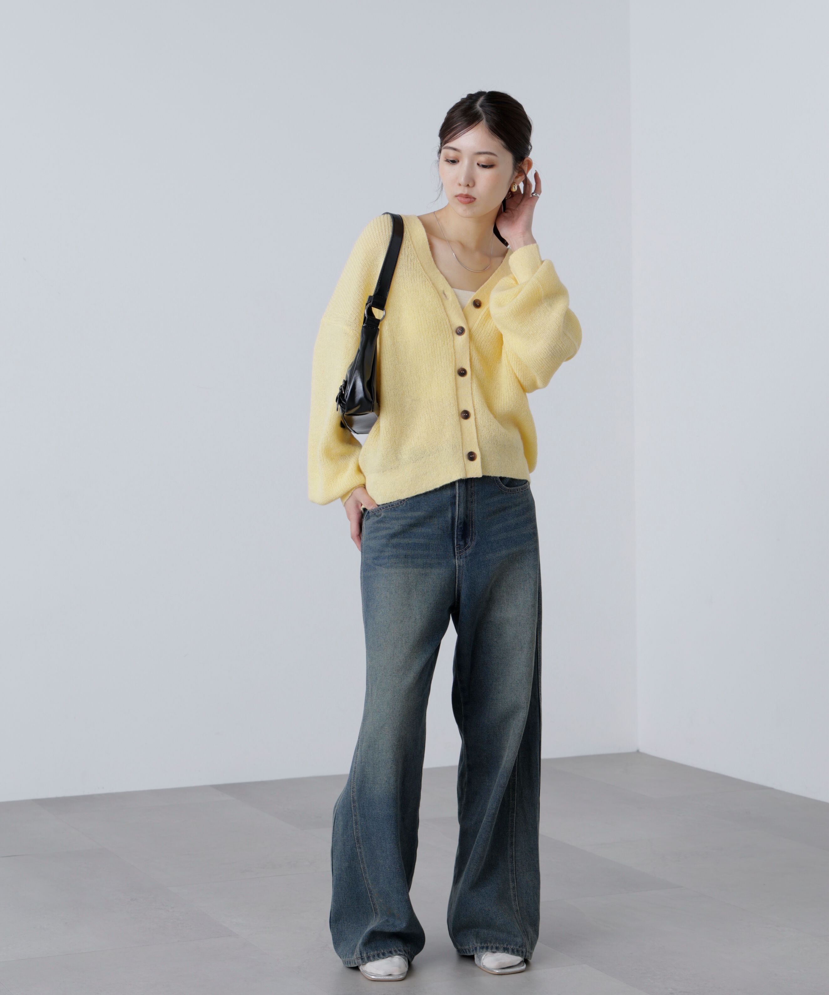  「5GモヘヤタッチVネックカーディガン」|ニット・セーター|