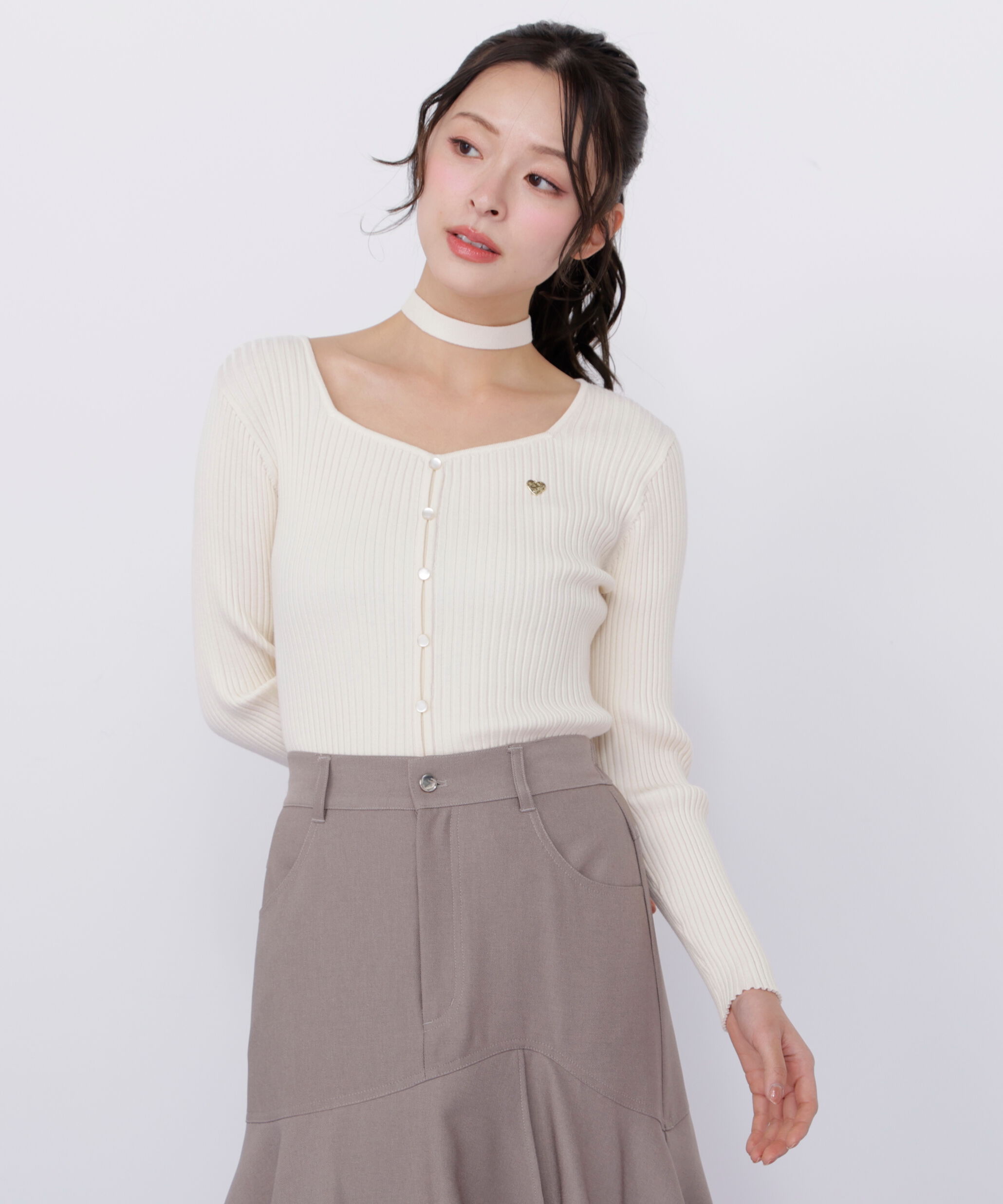  「チョーカー付きスクエアニット」|ニット・セーター|