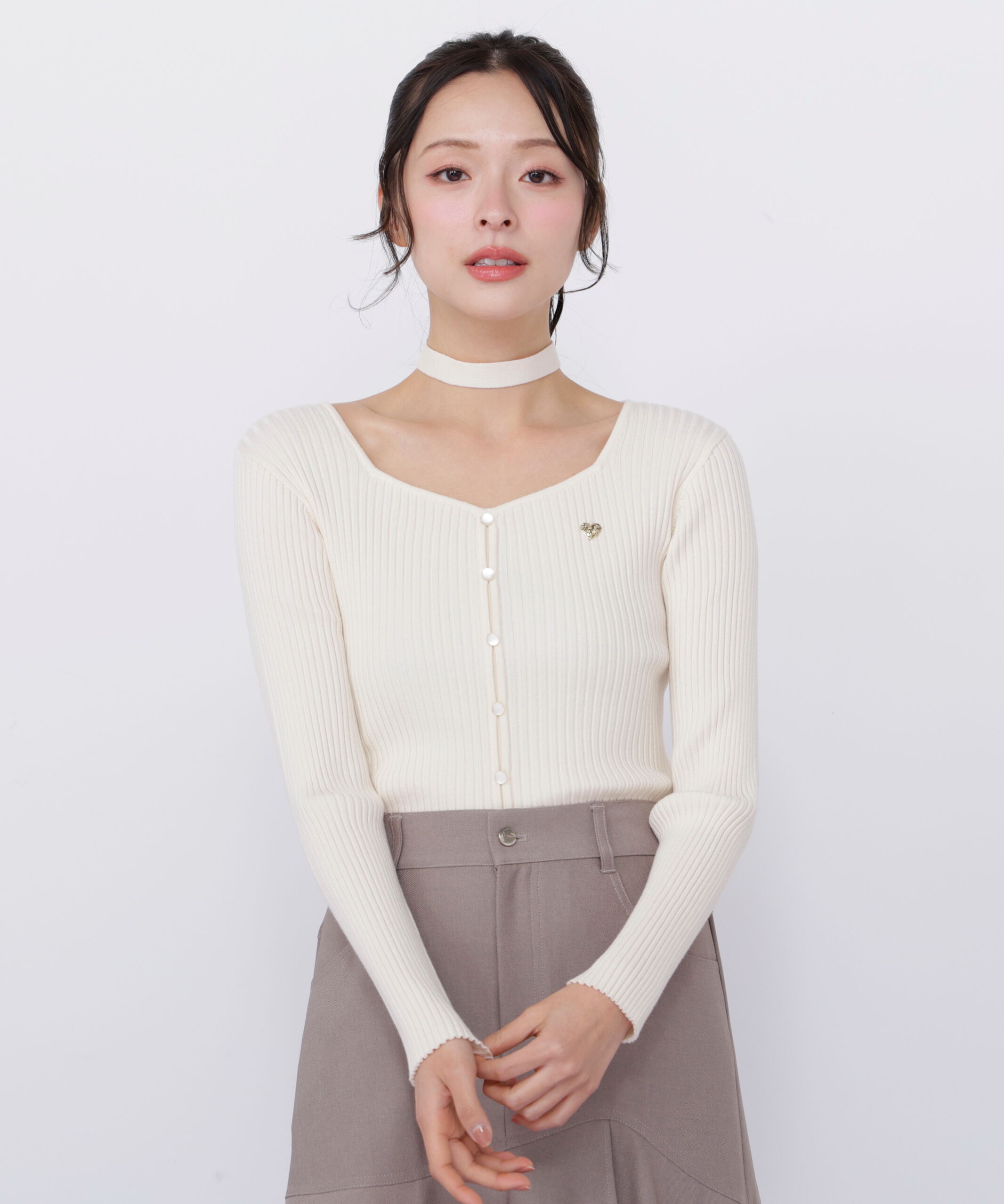  「チョーカー付きスクエアニット」|ニット・セーター|