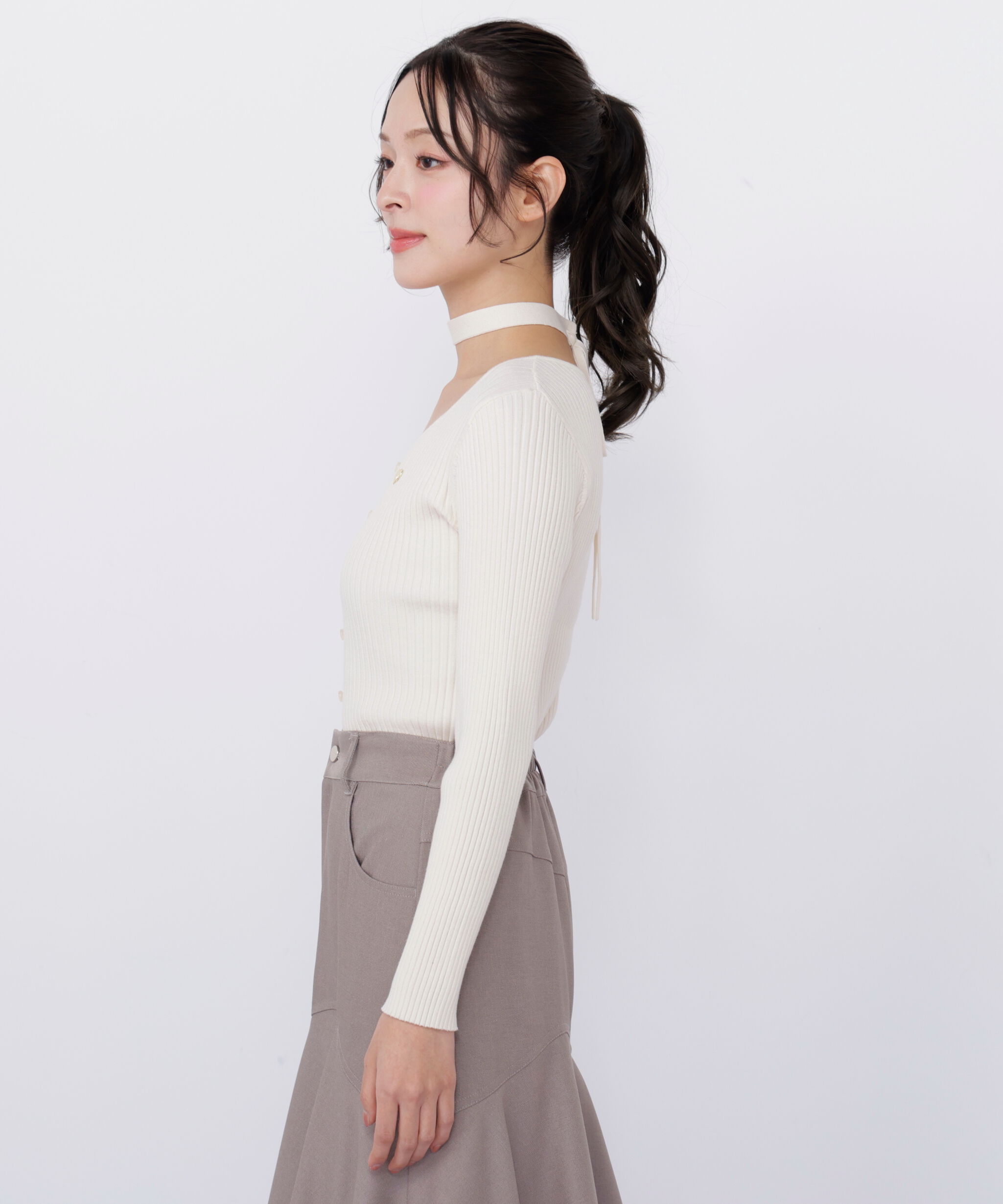  「チョーカー付きスクエアニット」|ニット・セーター|