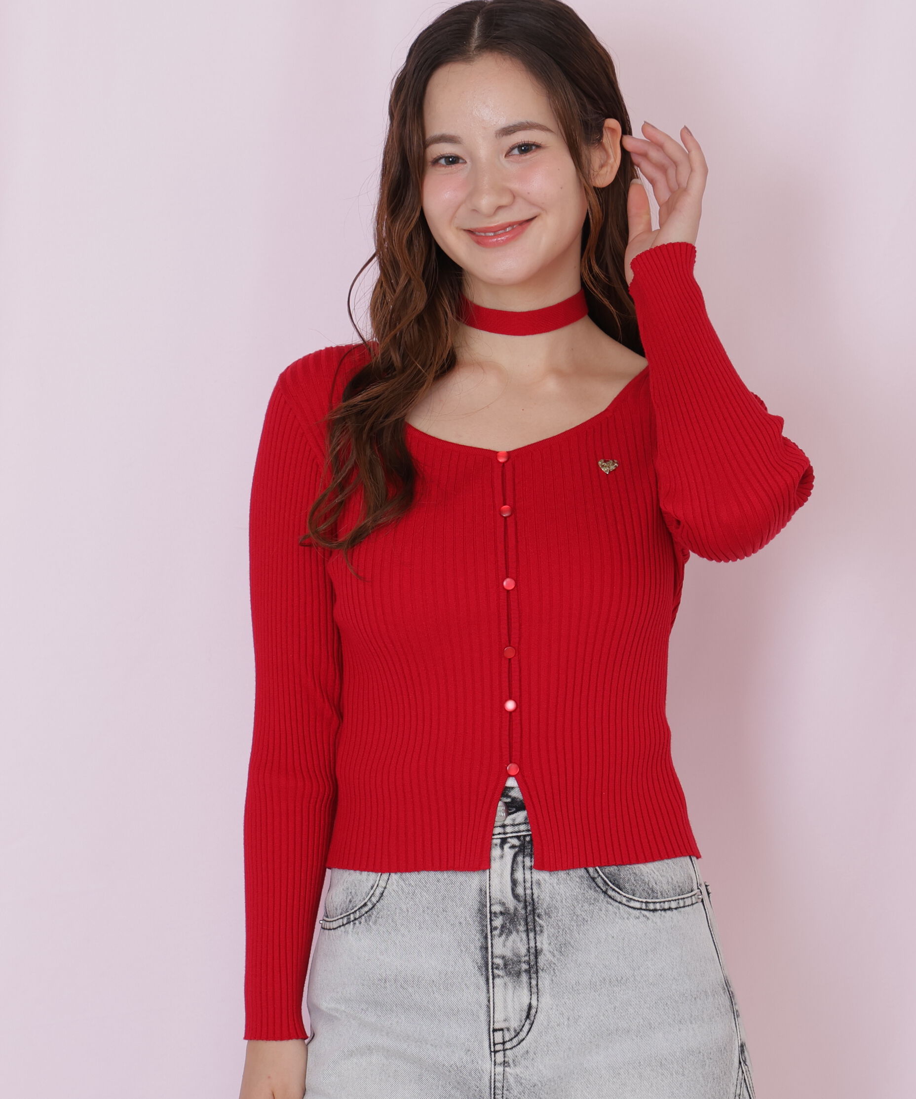  「チョーカー付きスクエアニット」|ニット・セーター|